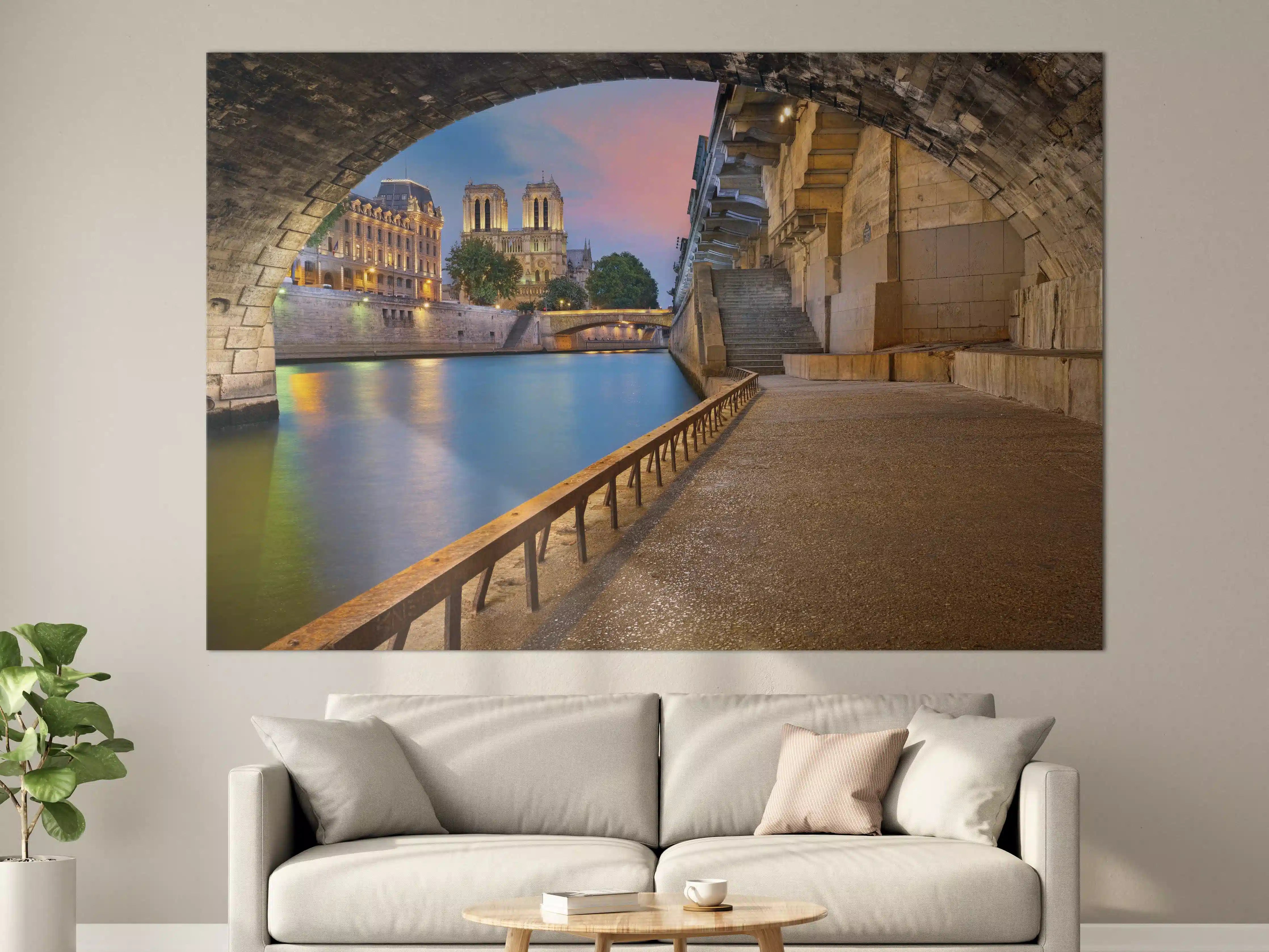 Große Wandbilder - Anblick auf Kathedrale Notre-Dame vom Ufer