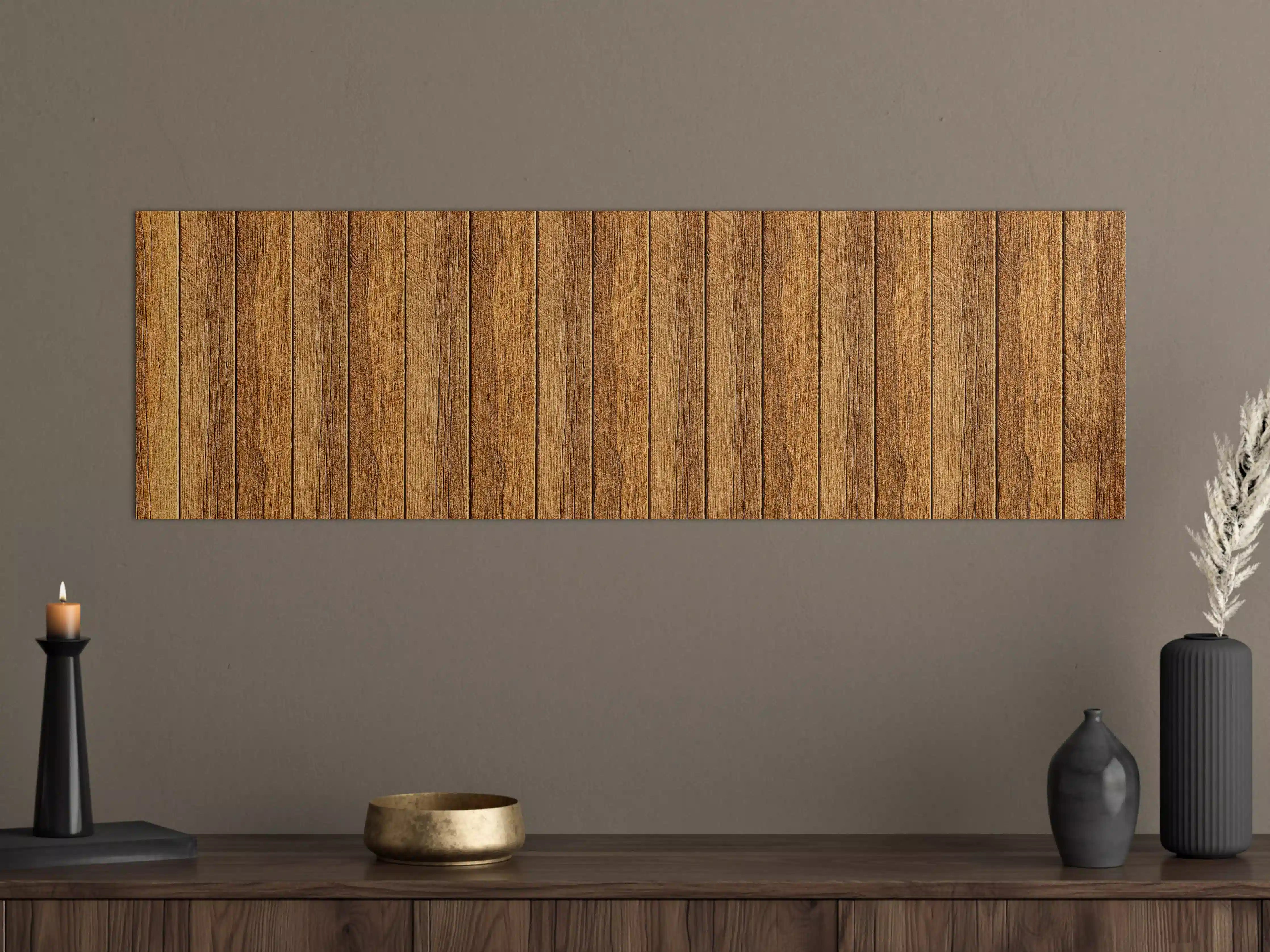 Große Wandbilder - Aneinandergereihte braune Holzplanken