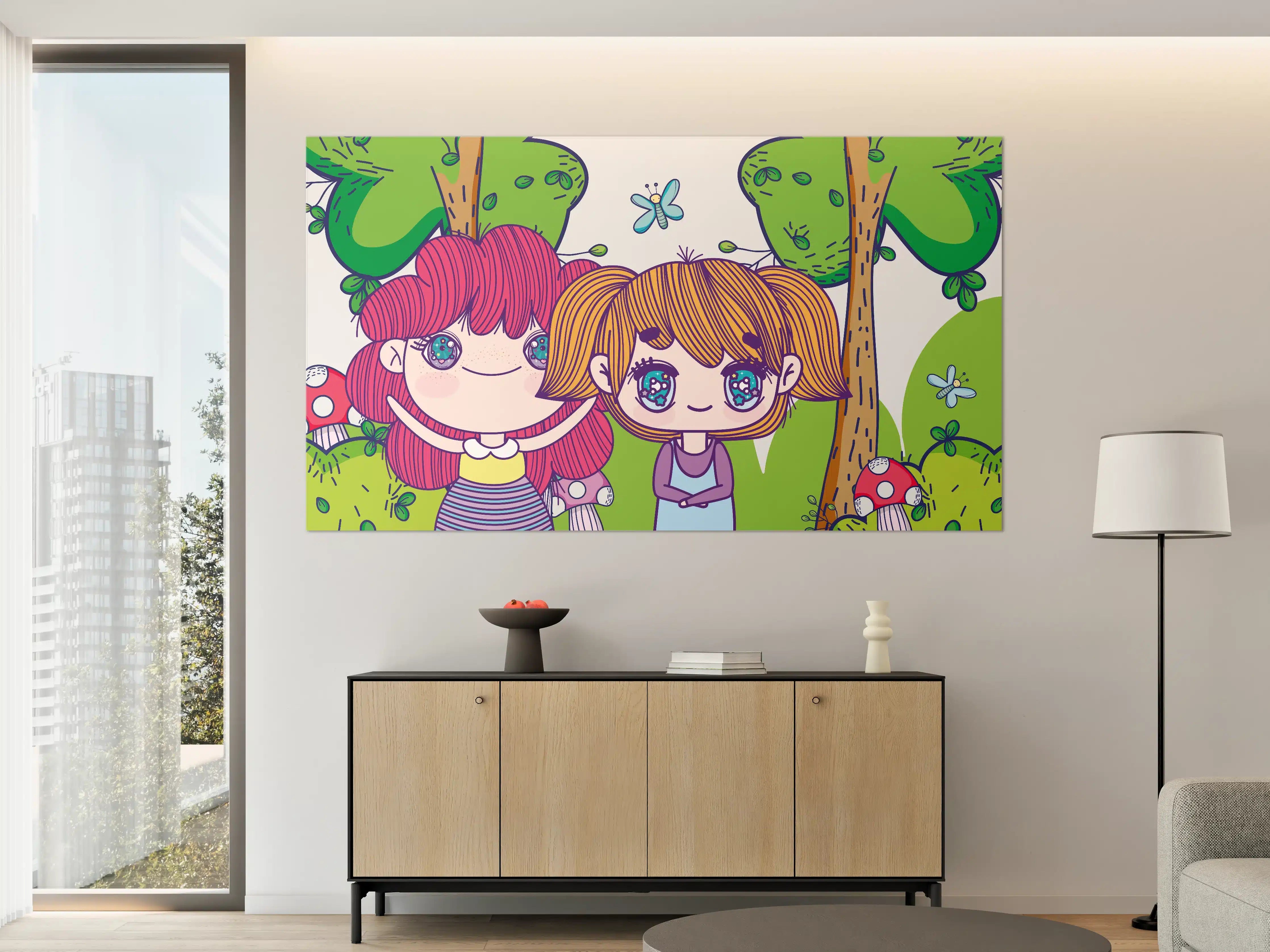 Große Wandbilder - Anime-Mädchen im Zauberwald