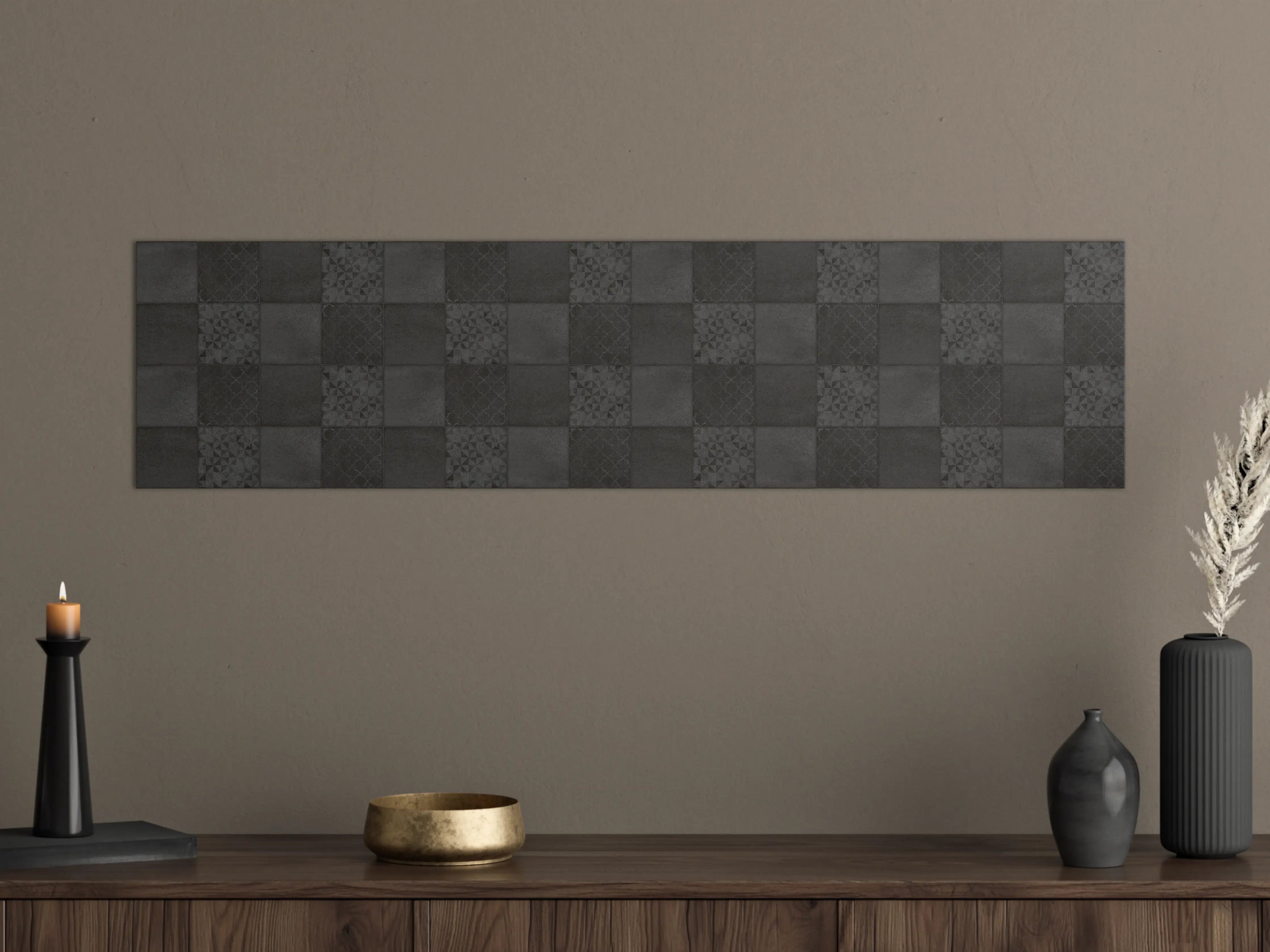 Große Wandbilder - Anthrazitfarbene vintage Fliesen