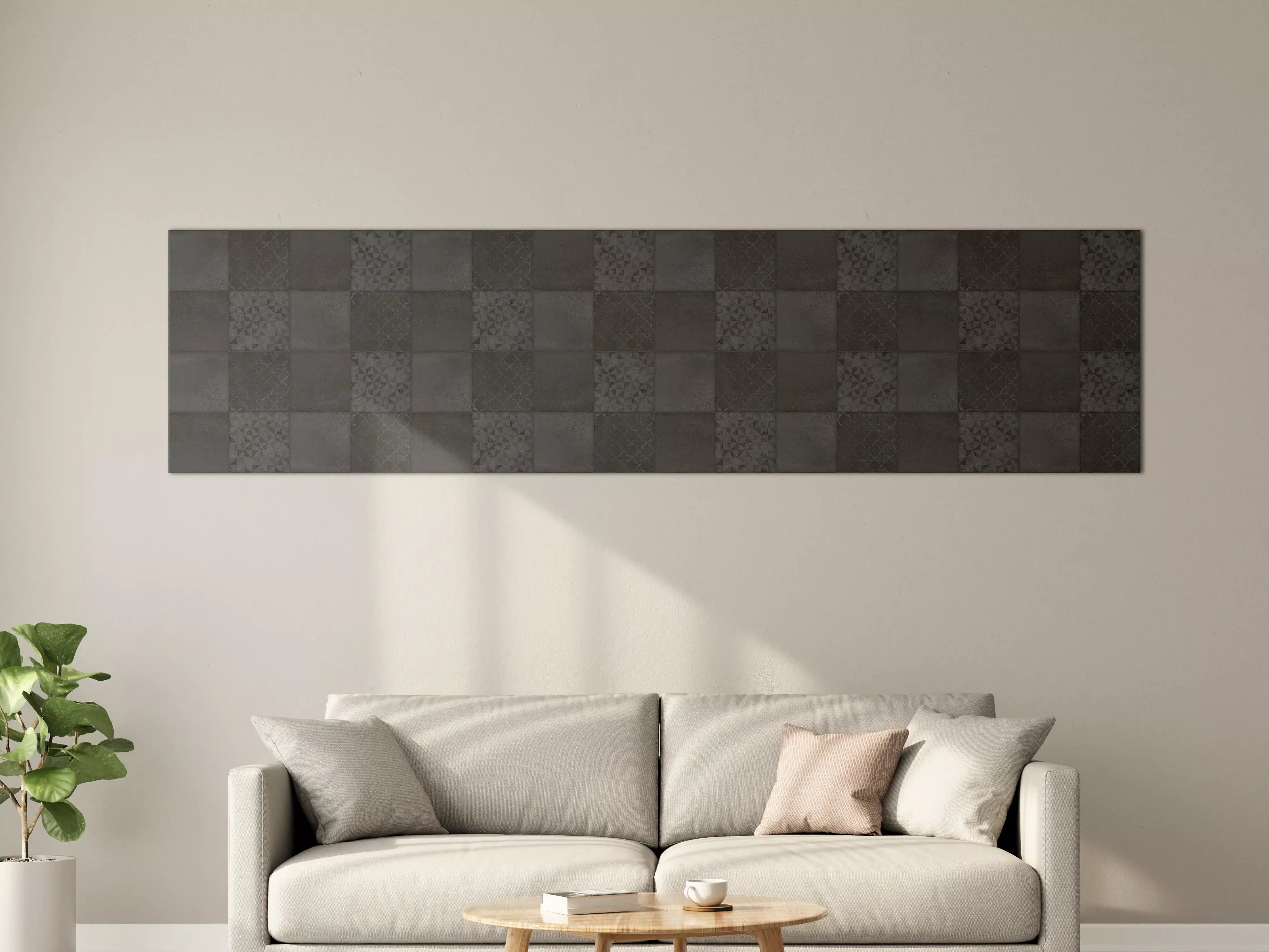 Große Wandbilder - Anthrazitfarbene vintage Fliesen