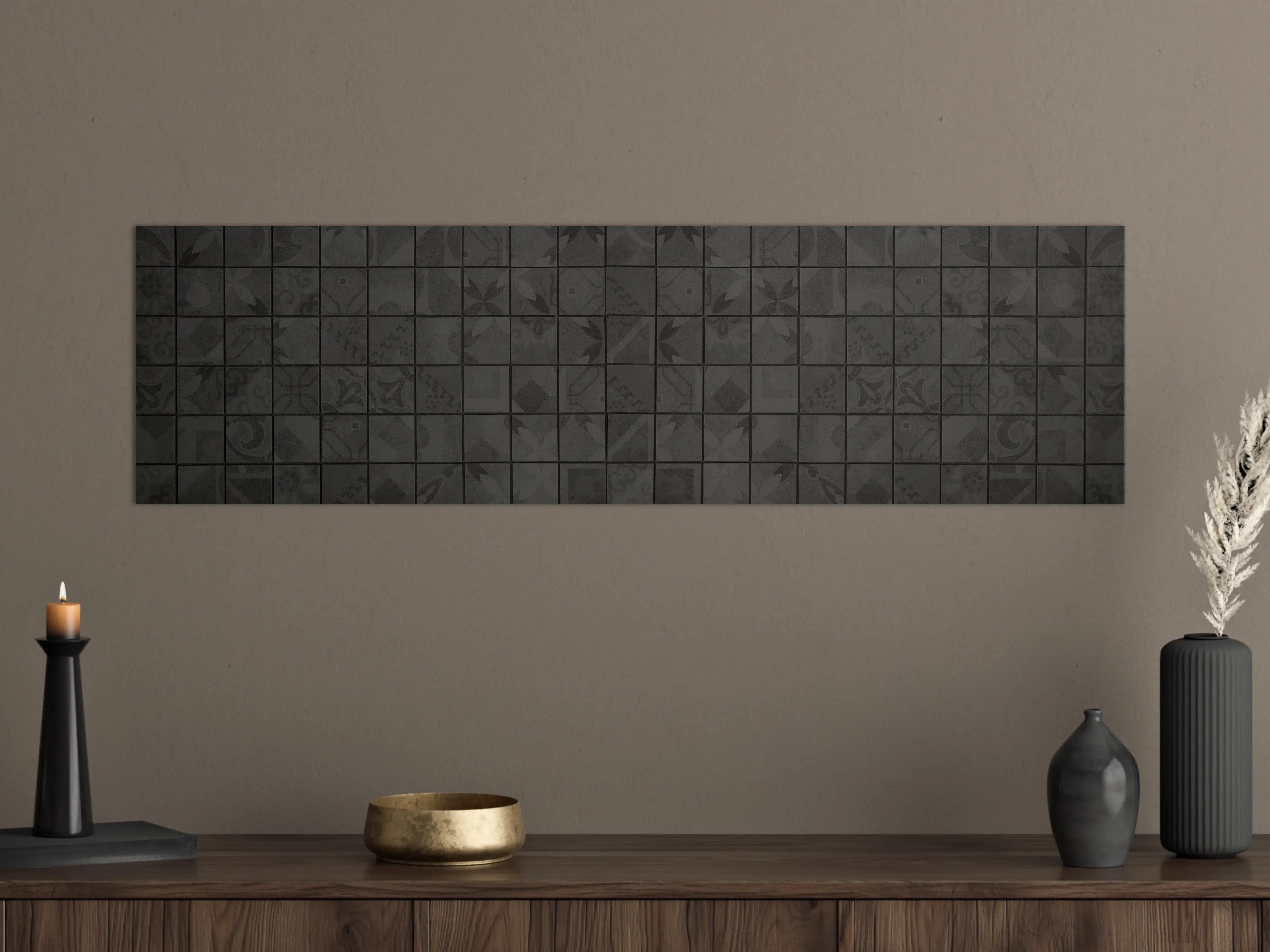 Große Wandbilder - Anthrazitfarbenes Quadratisches Mosaikmotiv