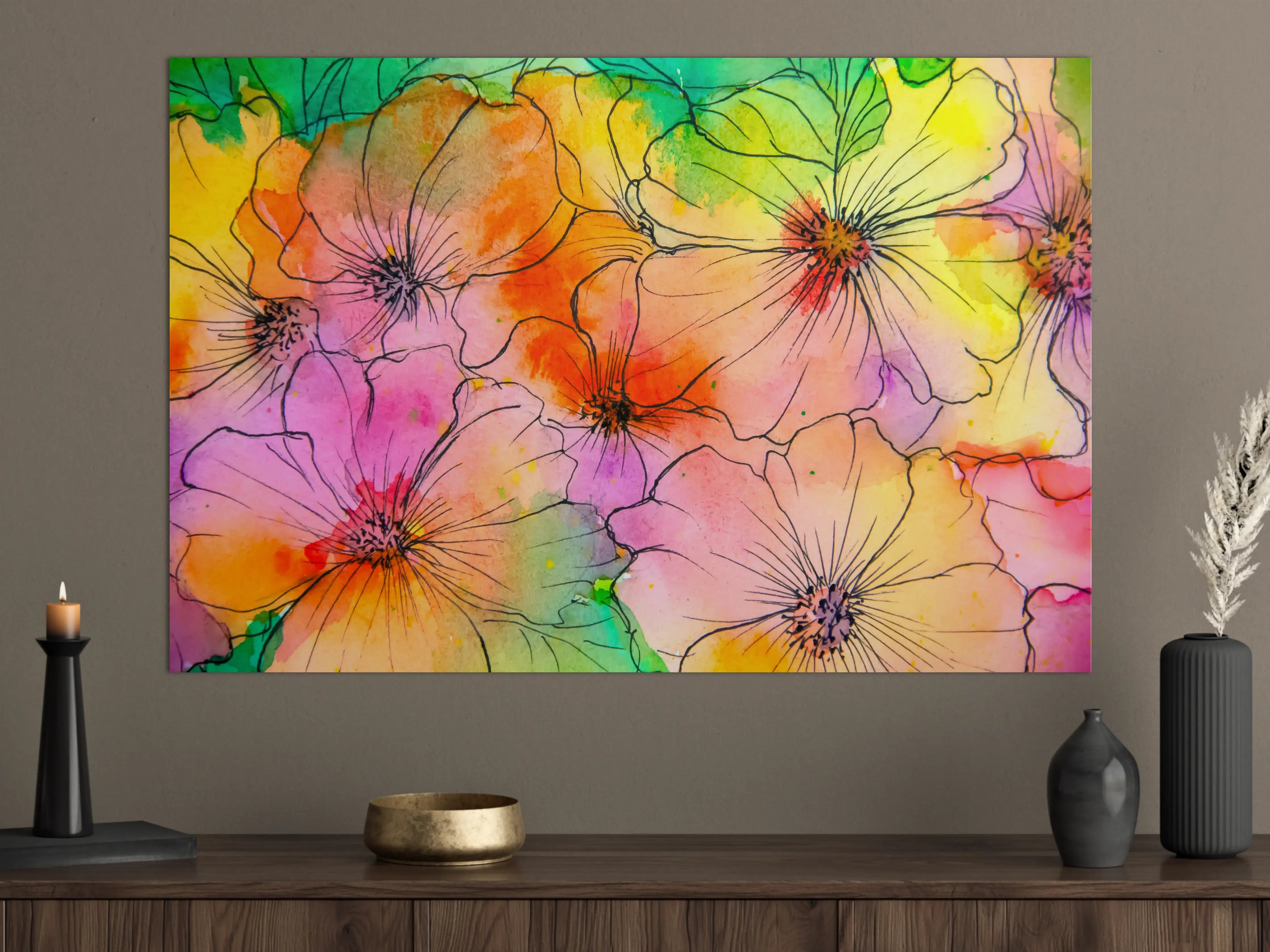 Große Wandbilder - Aquarell Blumen Malerei