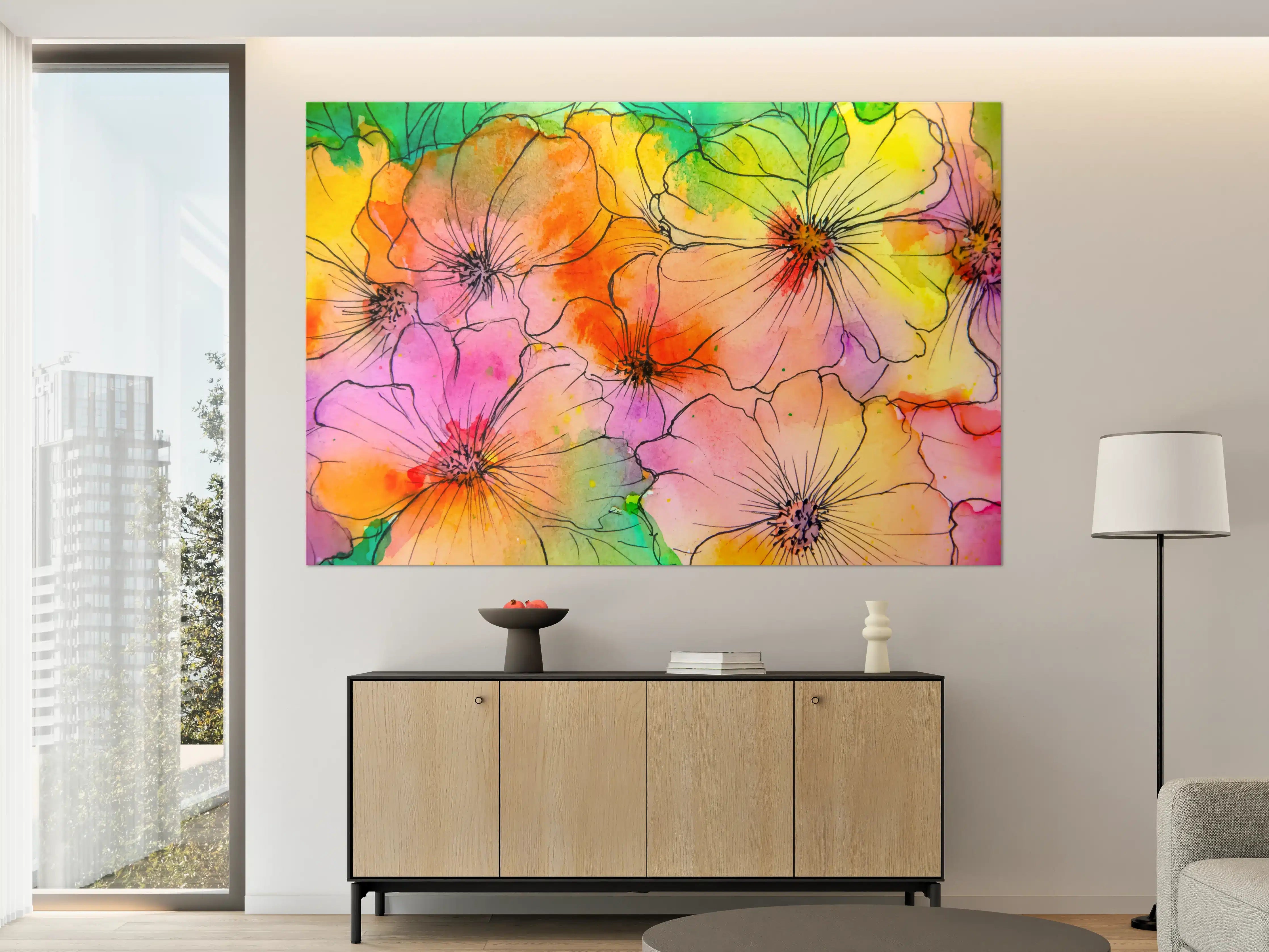Große Wandbilder - Aquarell Blumen Malerei