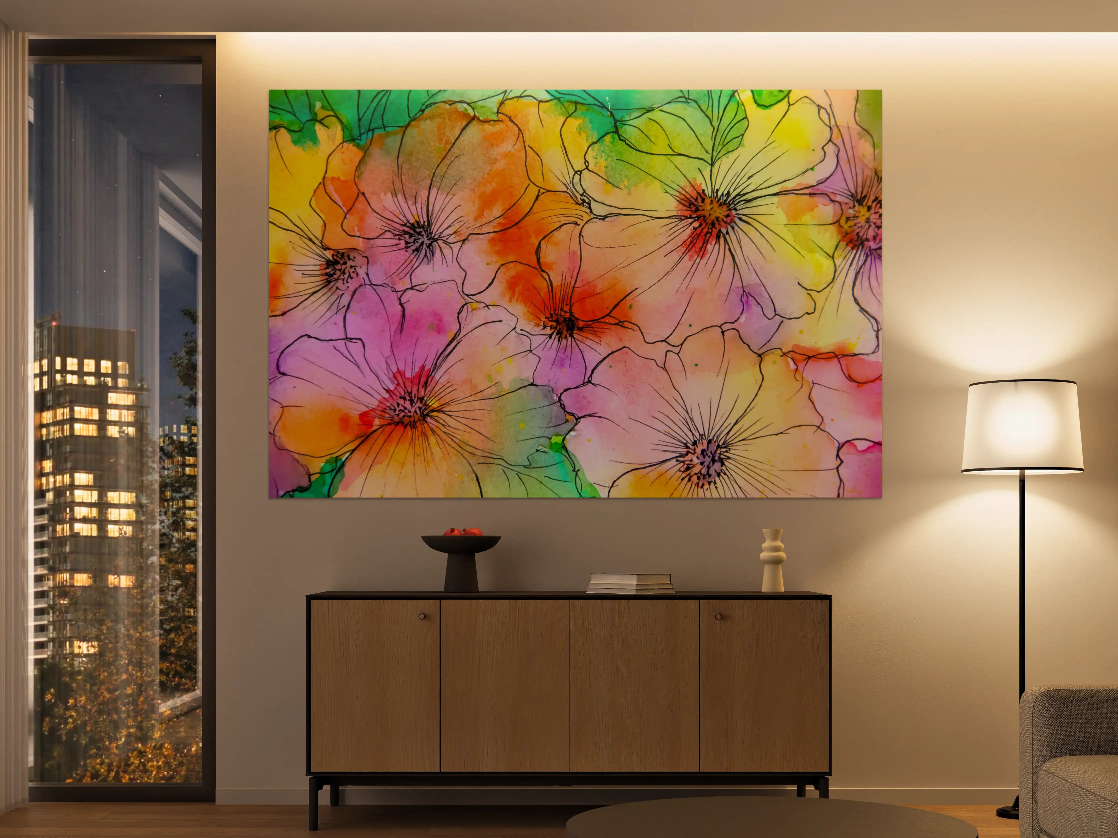 Große Wandbilder - Aquarell Blumen Malerei