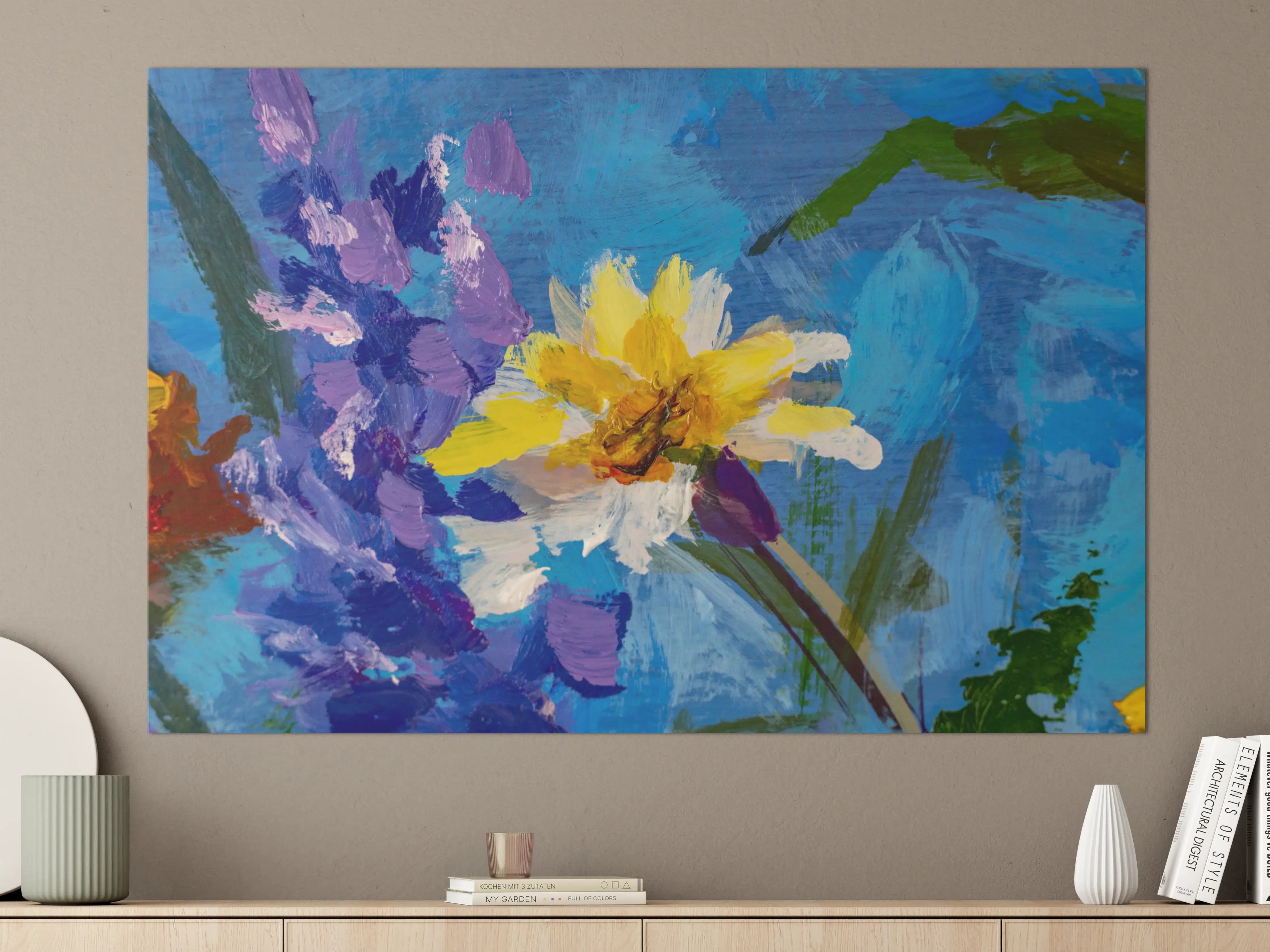 Große Wandbilder - Aquarell Blumengemälde (Claude Monet)