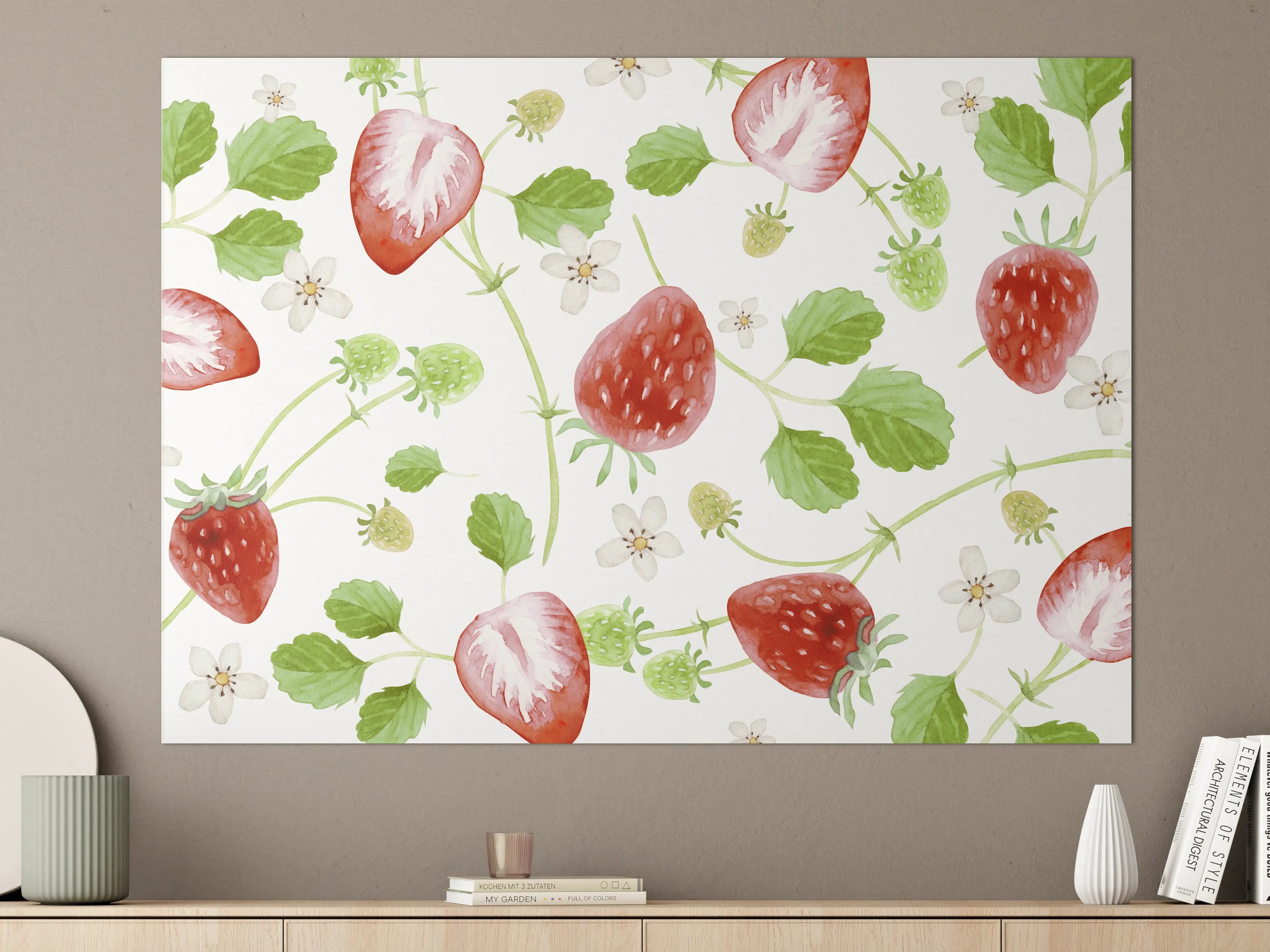 Große Wandbilder - Aquarell Erdbeeren Hintergrund