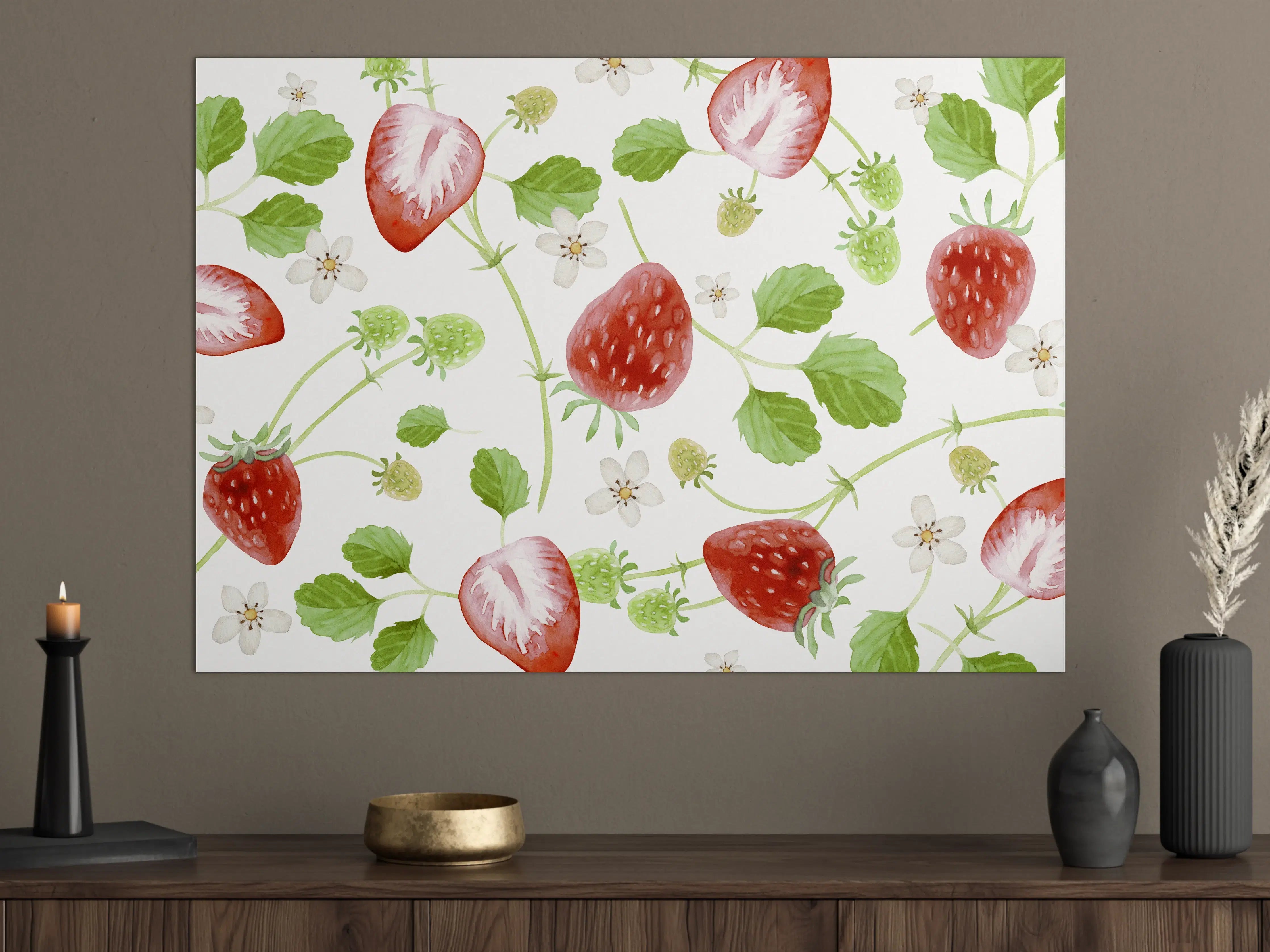 Große Wandbilder - Aquarell Erdbeeren Hintergrund