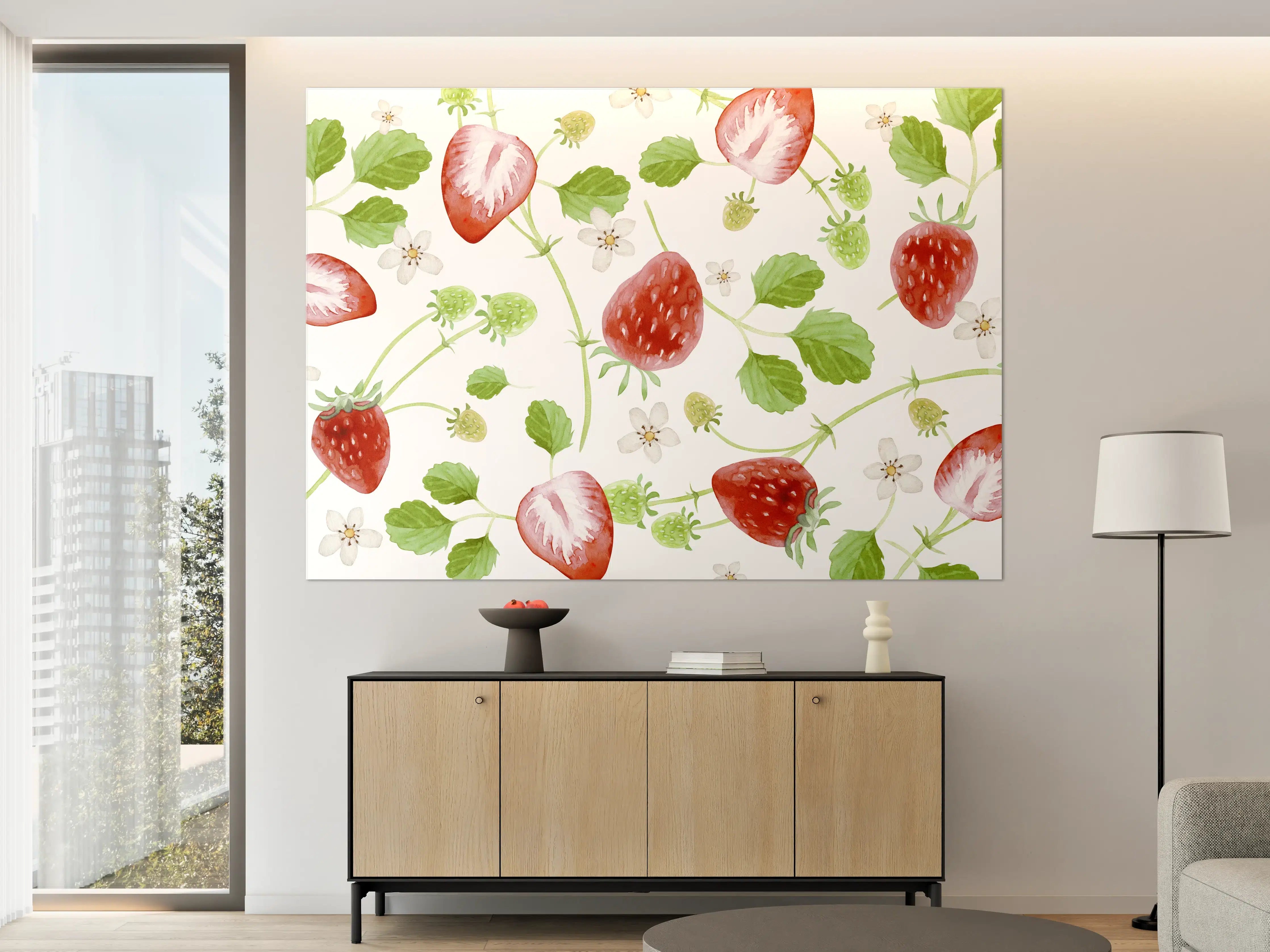 Große Wandbilder - Aquarell Erdbeeren Hintergrund