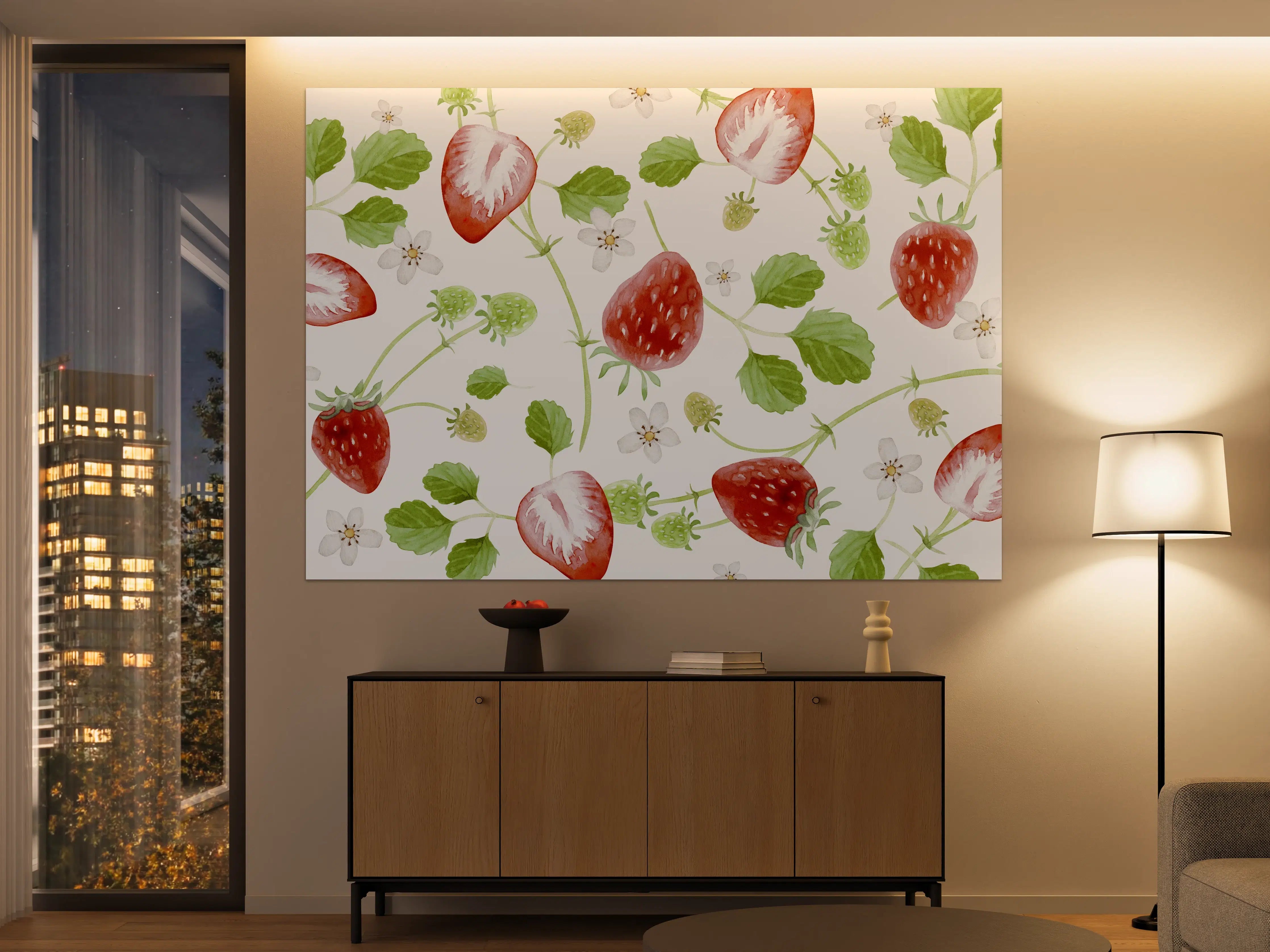 Große Wandbilder - Aquarell Erdbeeren Hintergrund
