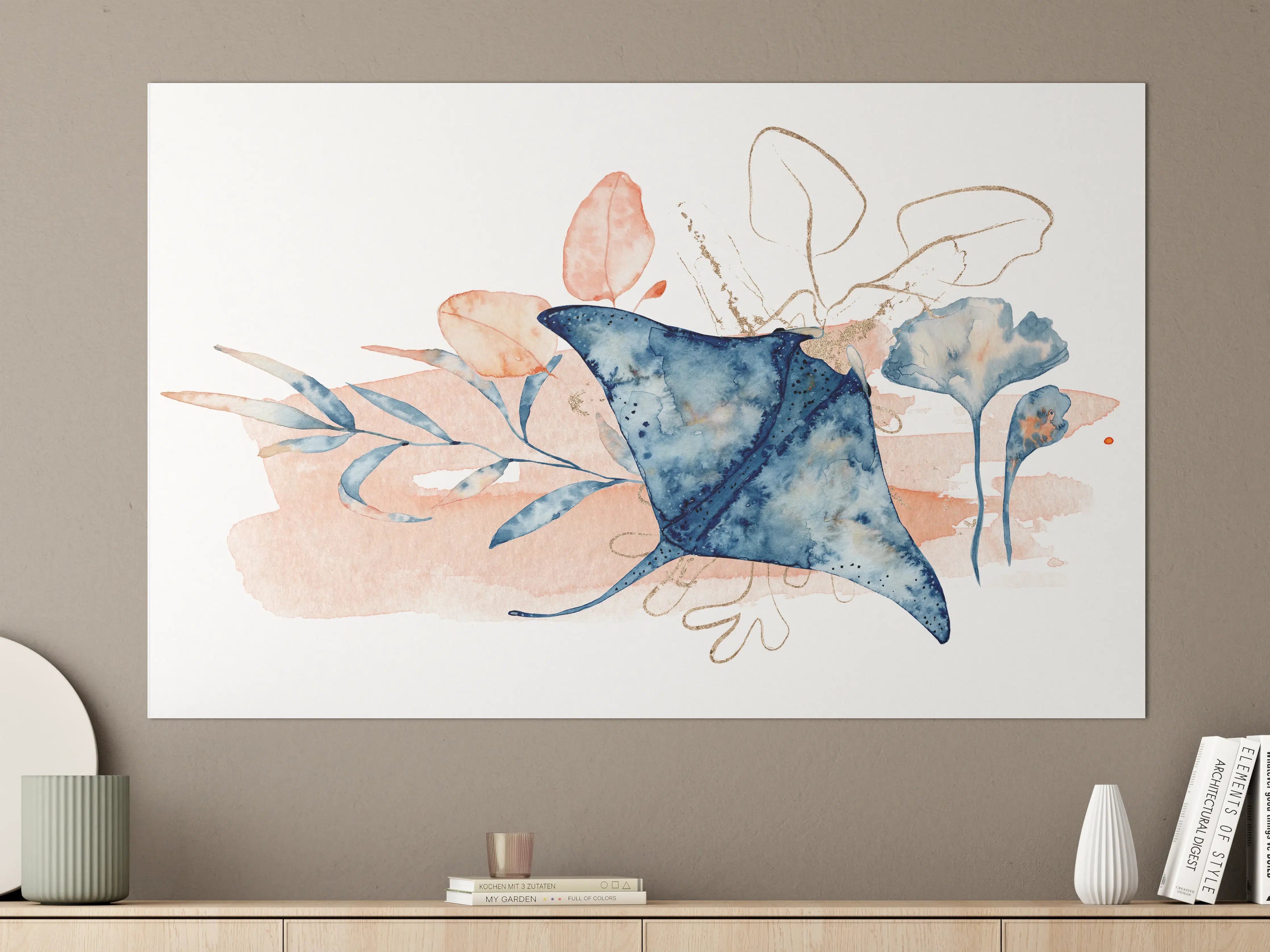 Große Wandbilder - Aquarell-Illustration eines Rochenfisches