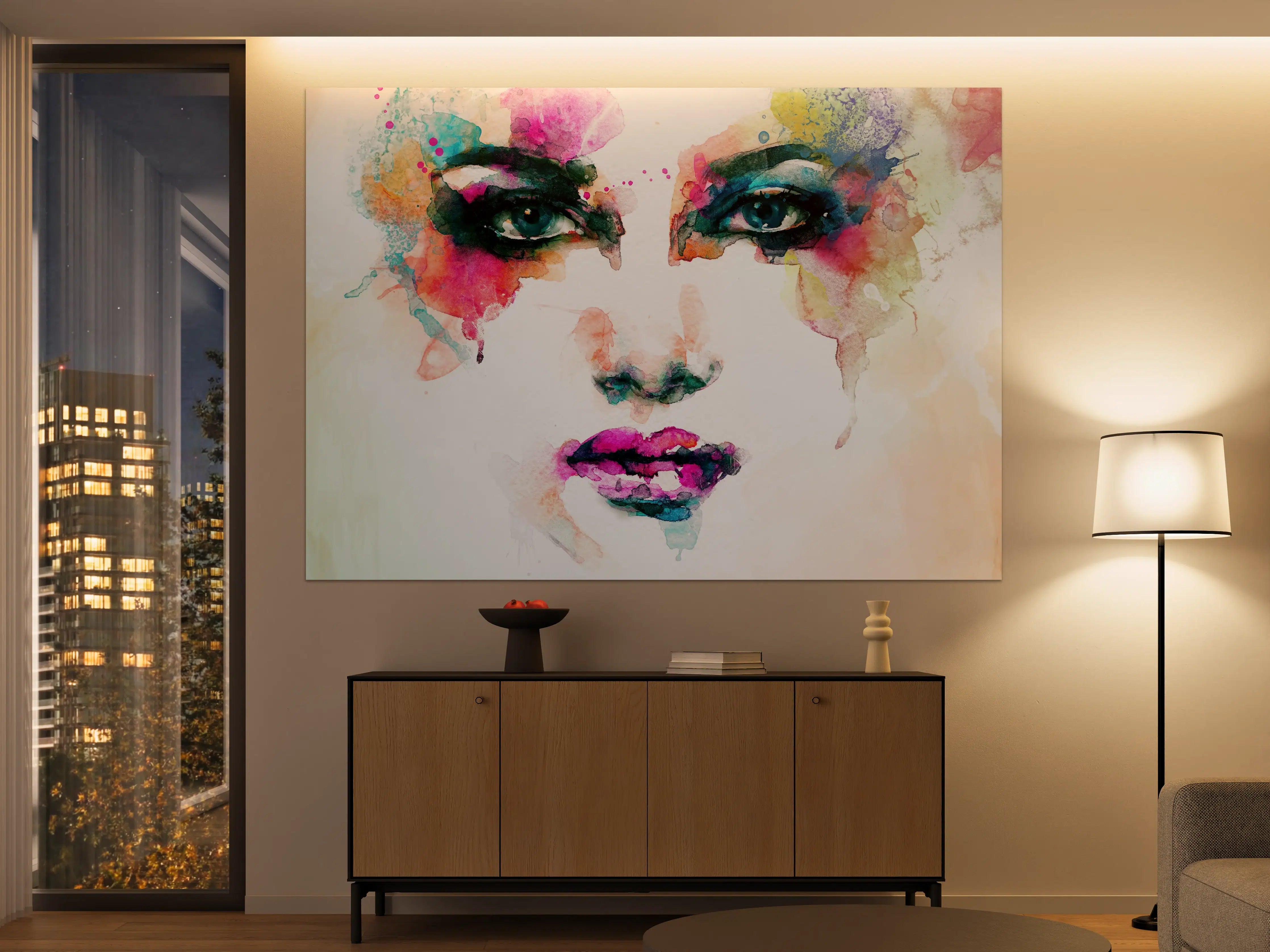 Große Wandbilder - Aquarell Kunst Frau Gesicht