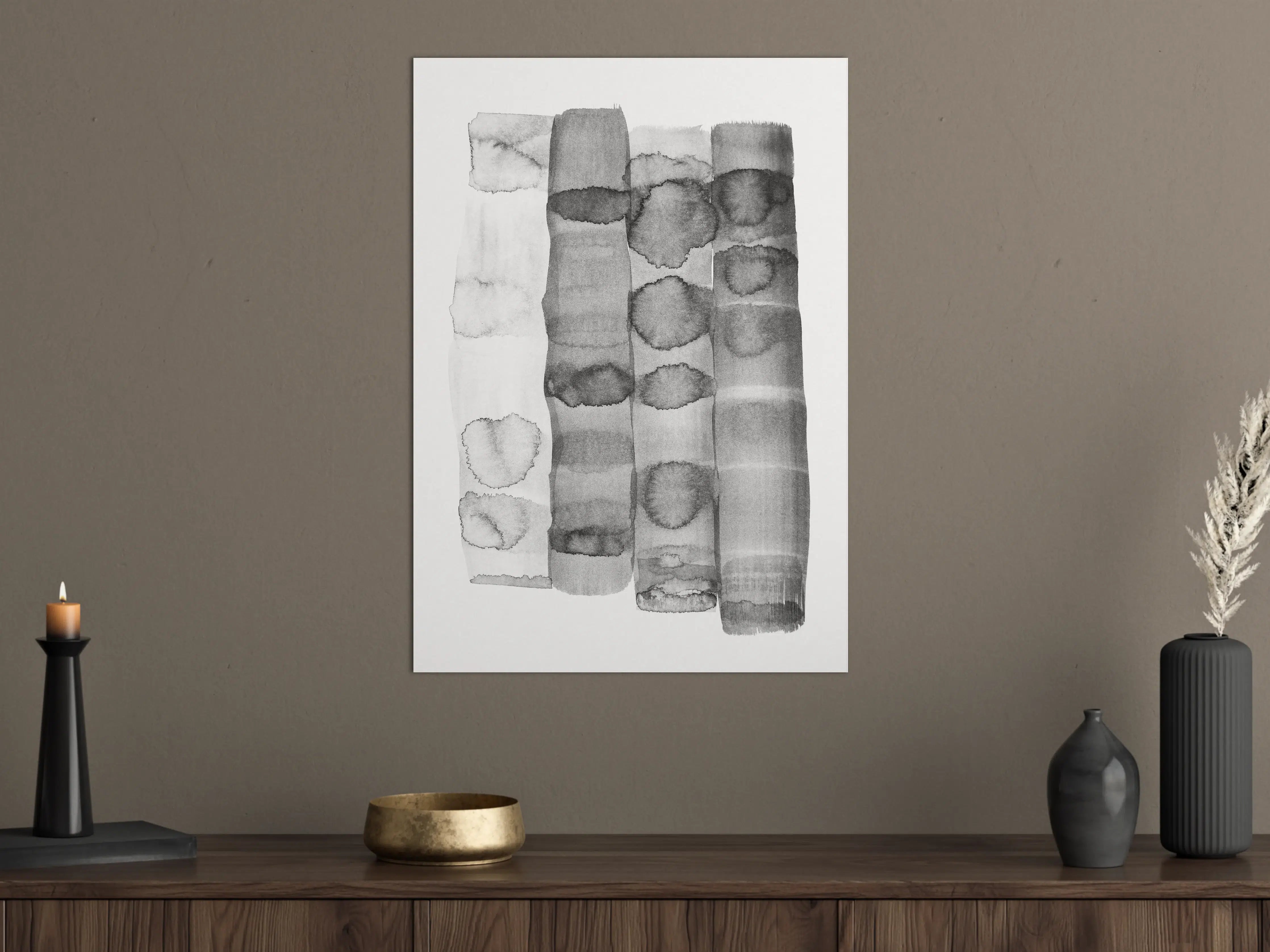 Große Wandbilder - Aquarell Muster in Grau