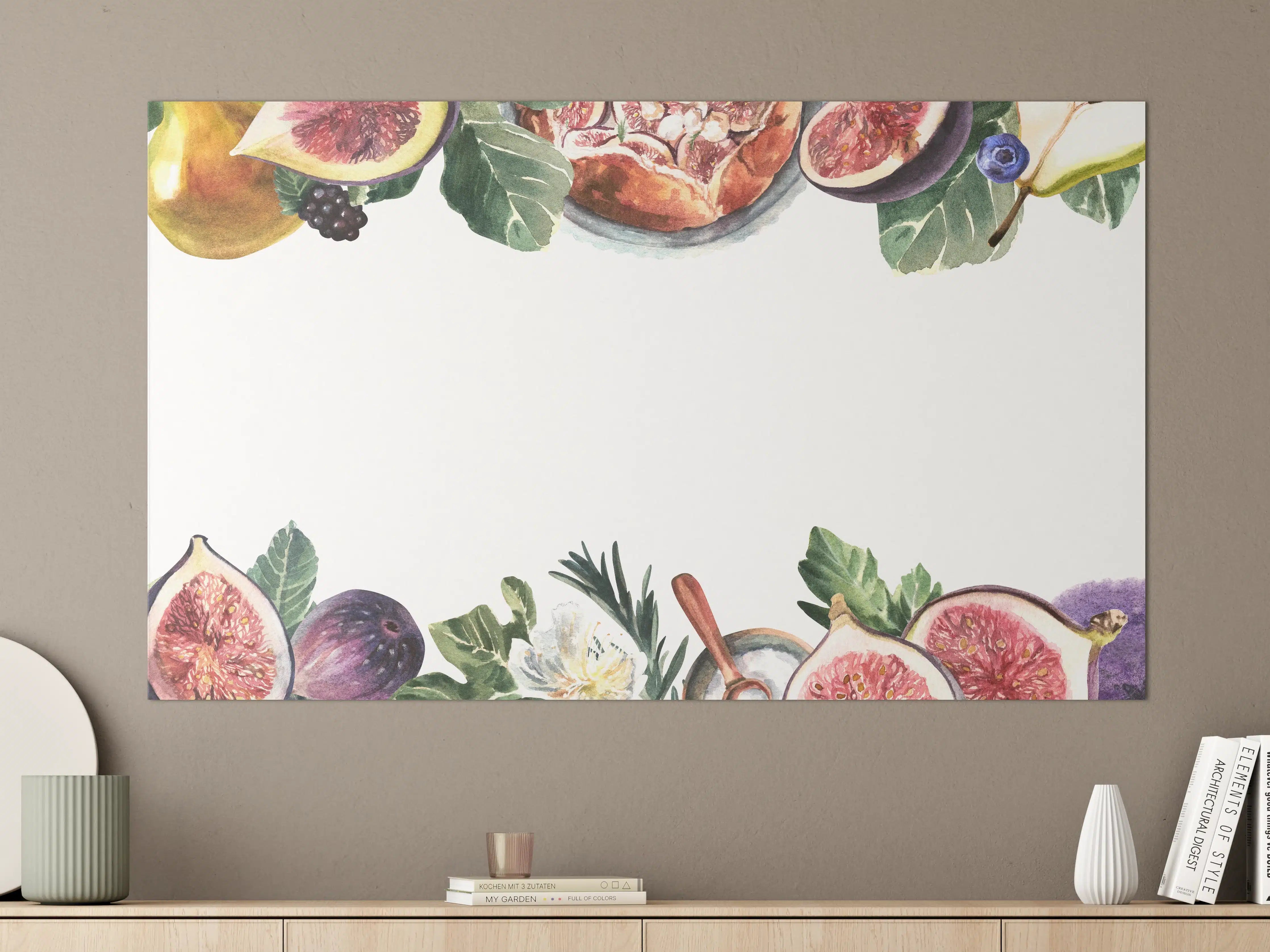 Große Wandbilder - Aquarell Obst-Bordüre Limette Zitrone Feige