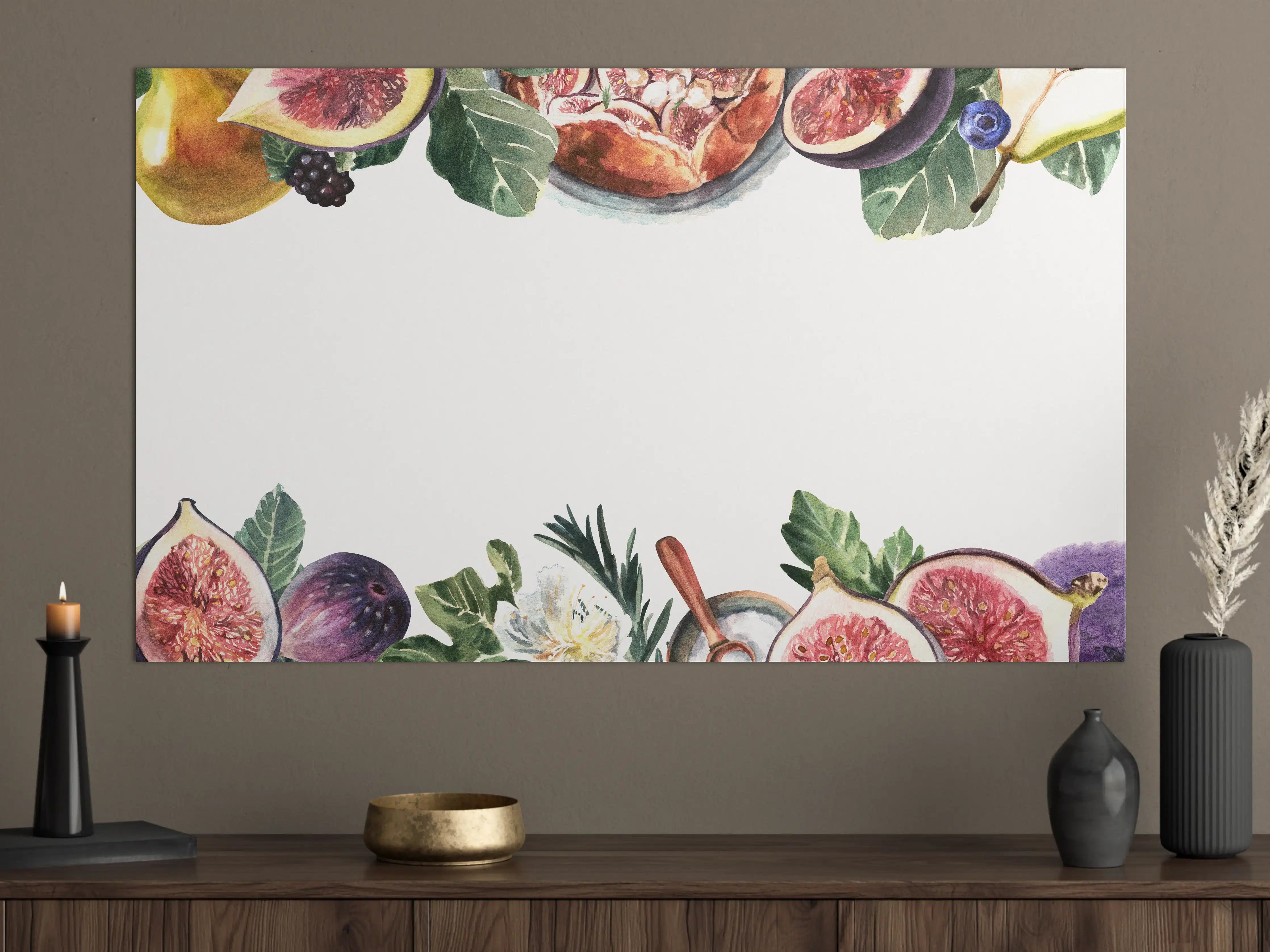 Große Wandbilder - Aquarell Obst-Bordüre Limette Zitrone Feige
