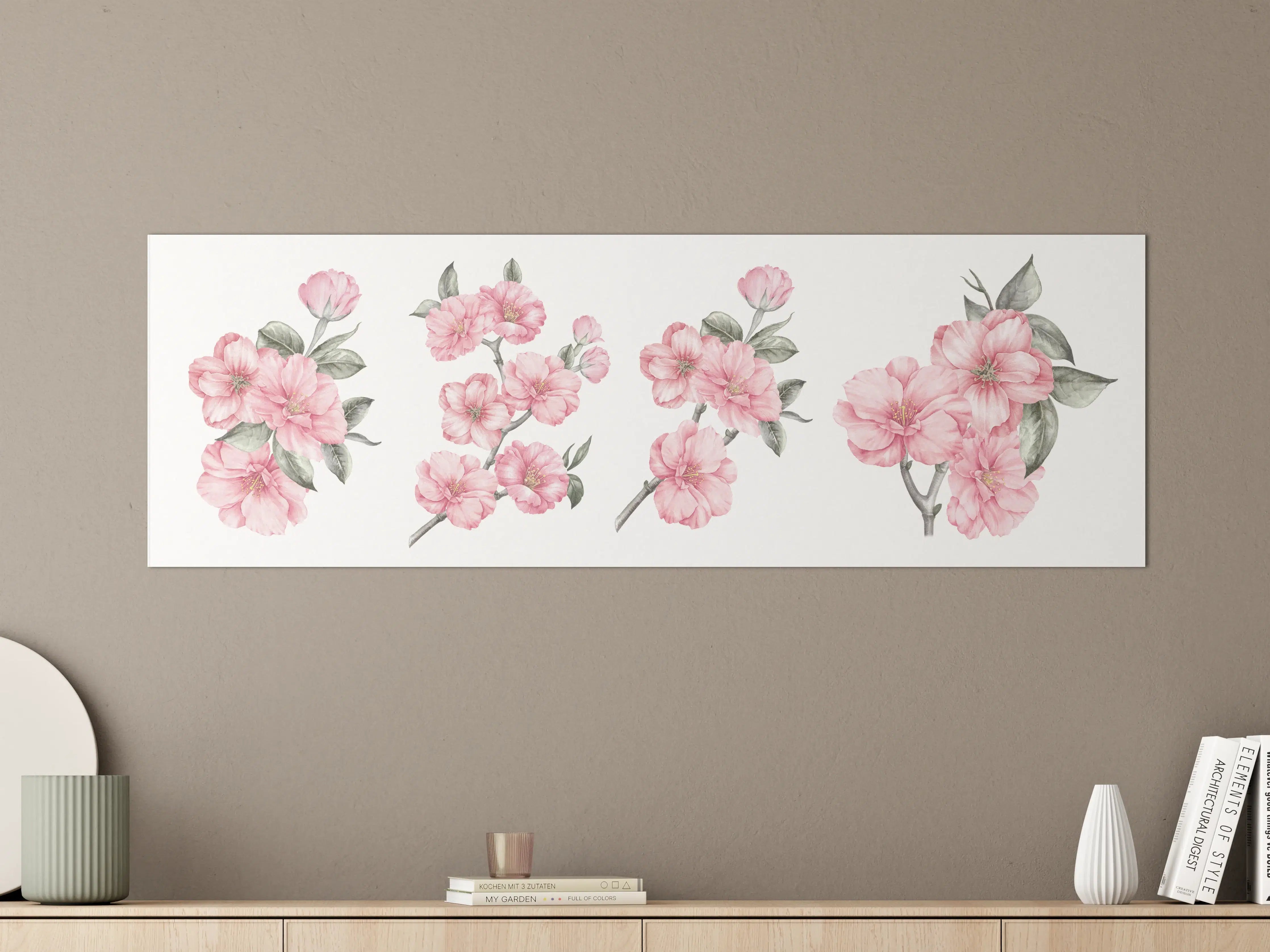 Große Wandbilder - Aquarellelemente von blühenden Sakura