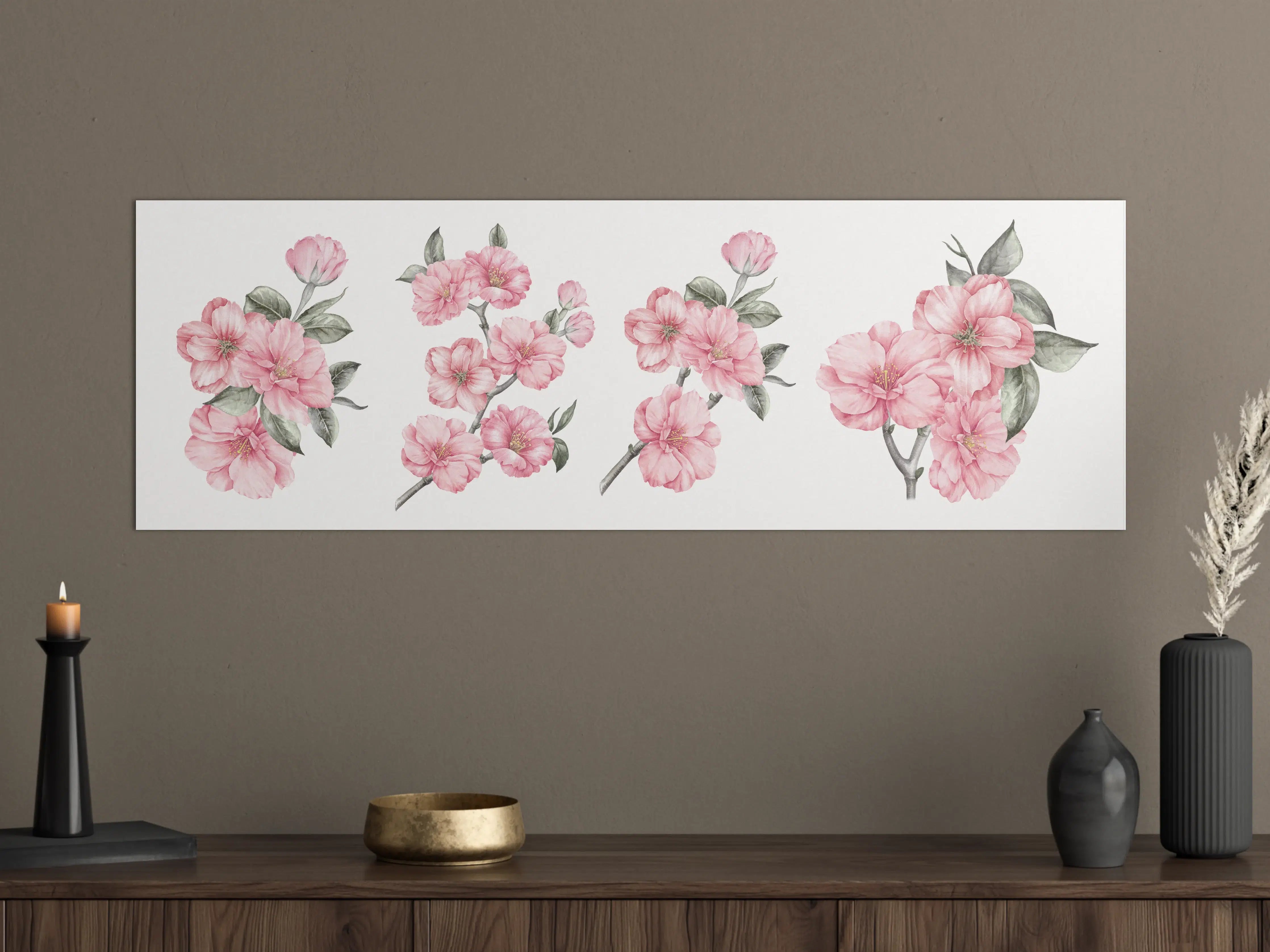 Große Wandbilder - Aquarellelemente von blühenden Sakura