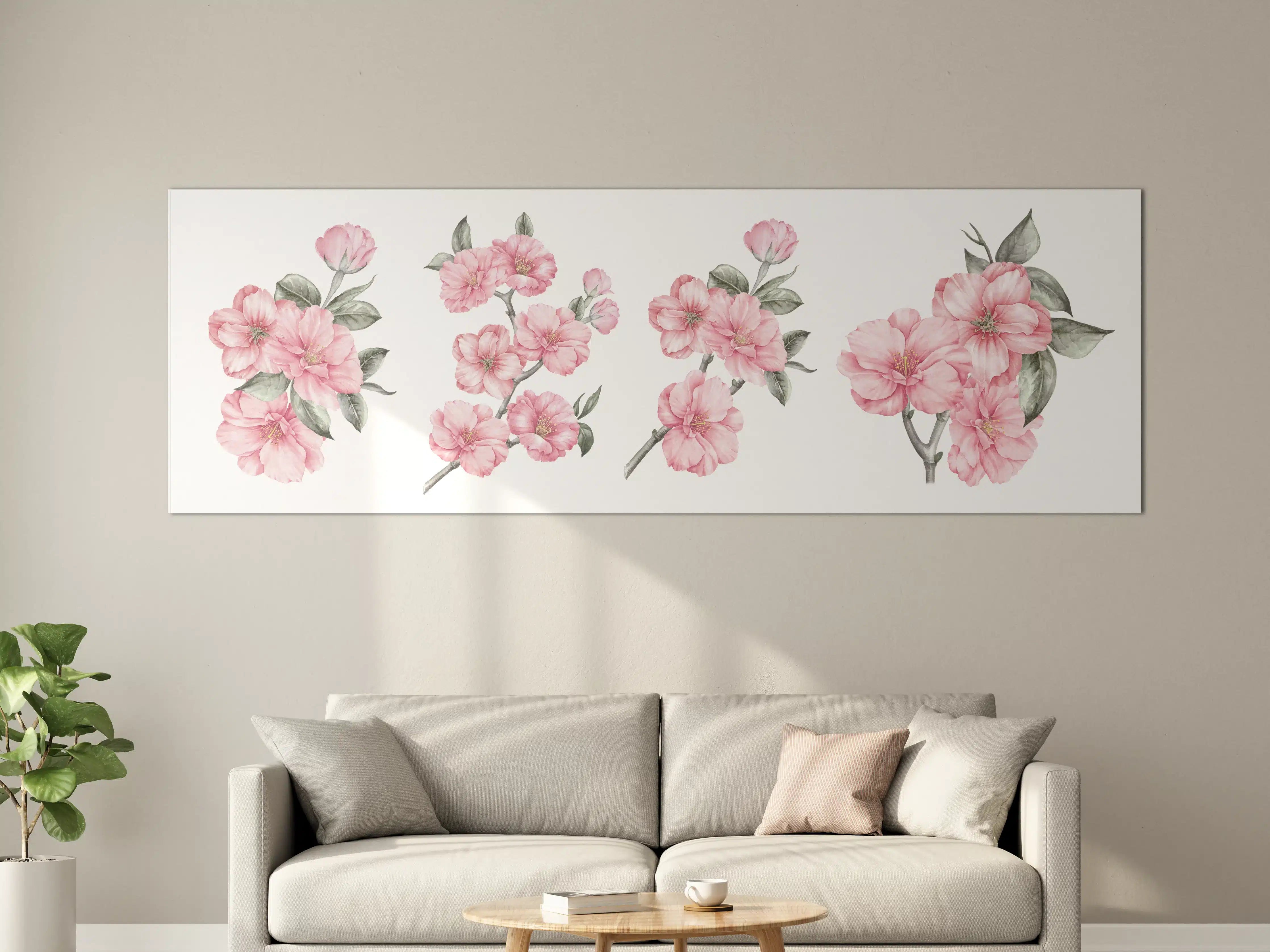 Große Wandbilder - Aquarellelemente von blühenden Sakura