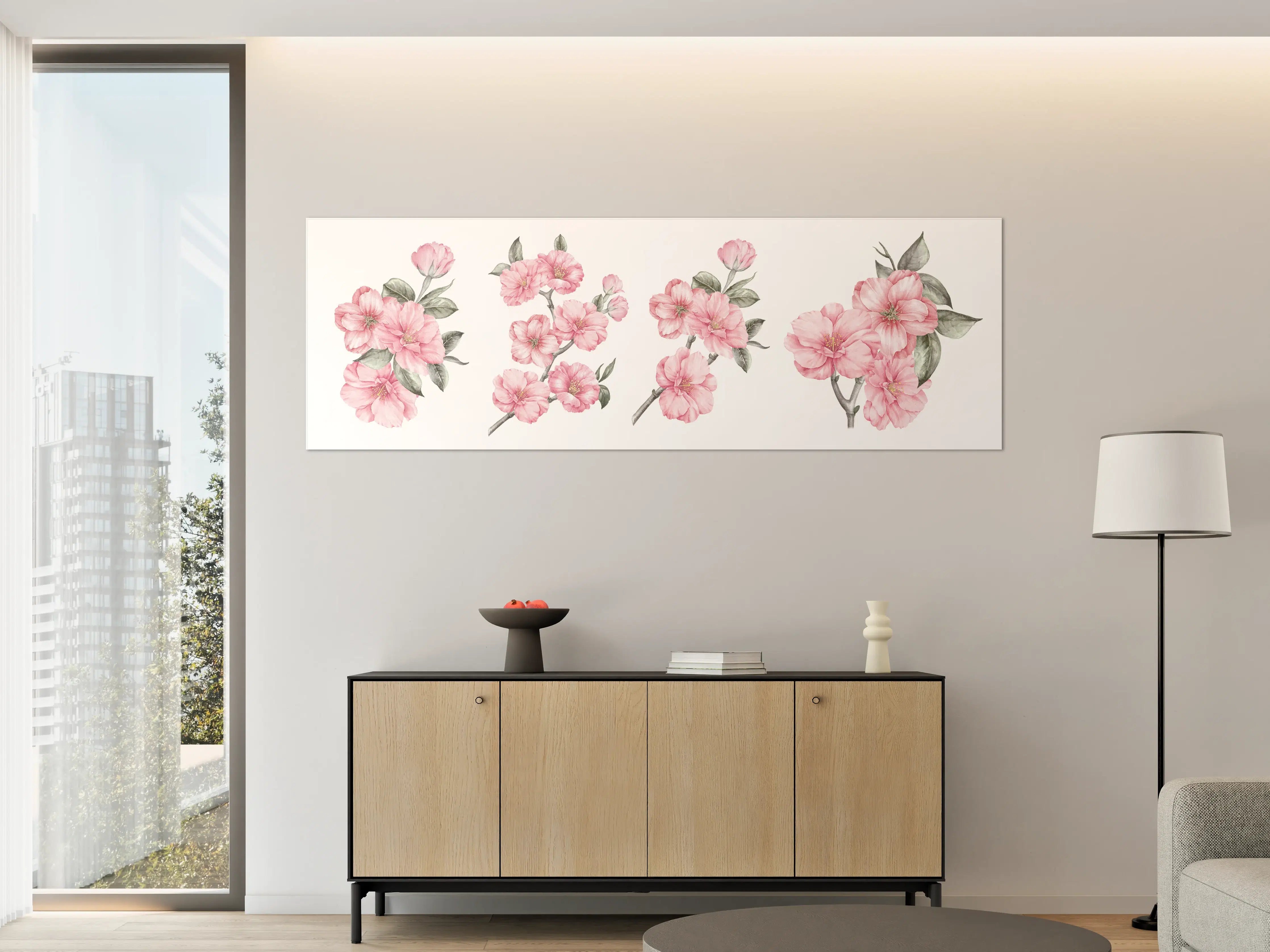Große Wandbilder - Aquarellelemente von blühenden Sakura