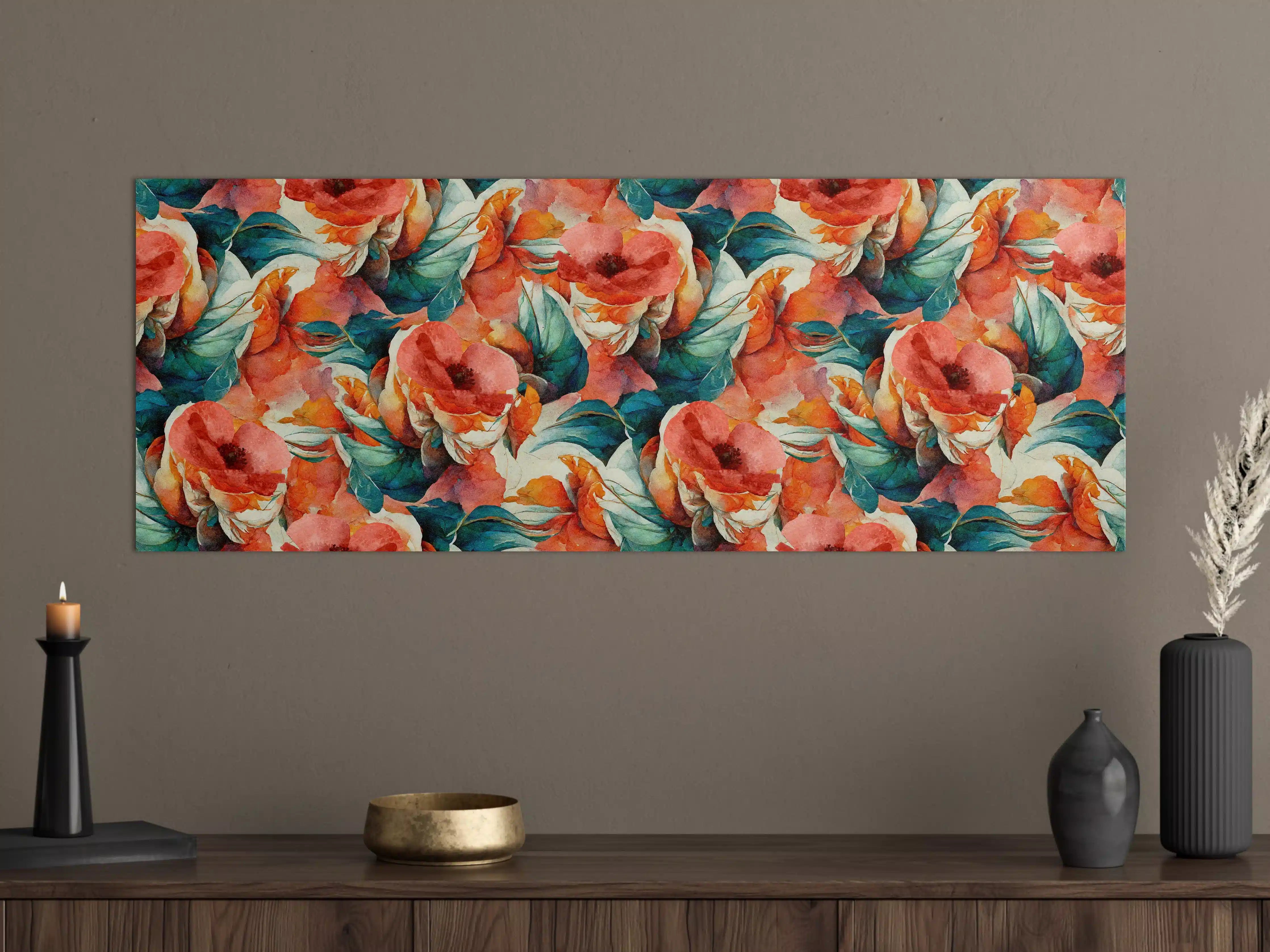 Große Wandbilder - Aquarellpapier - Florales Muster