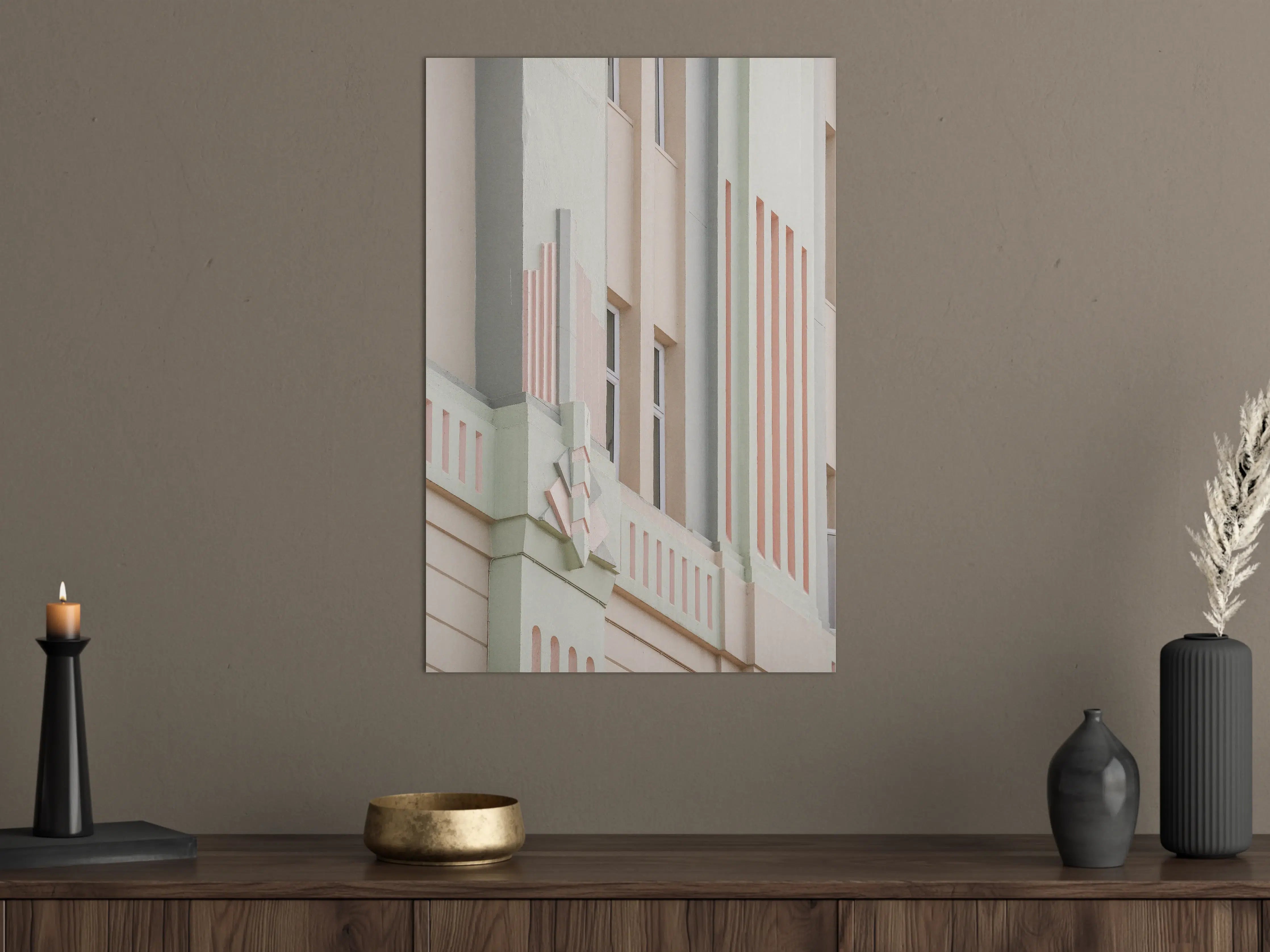 Große Wandbilder - Architektonische Fassade mit Pastellfarben