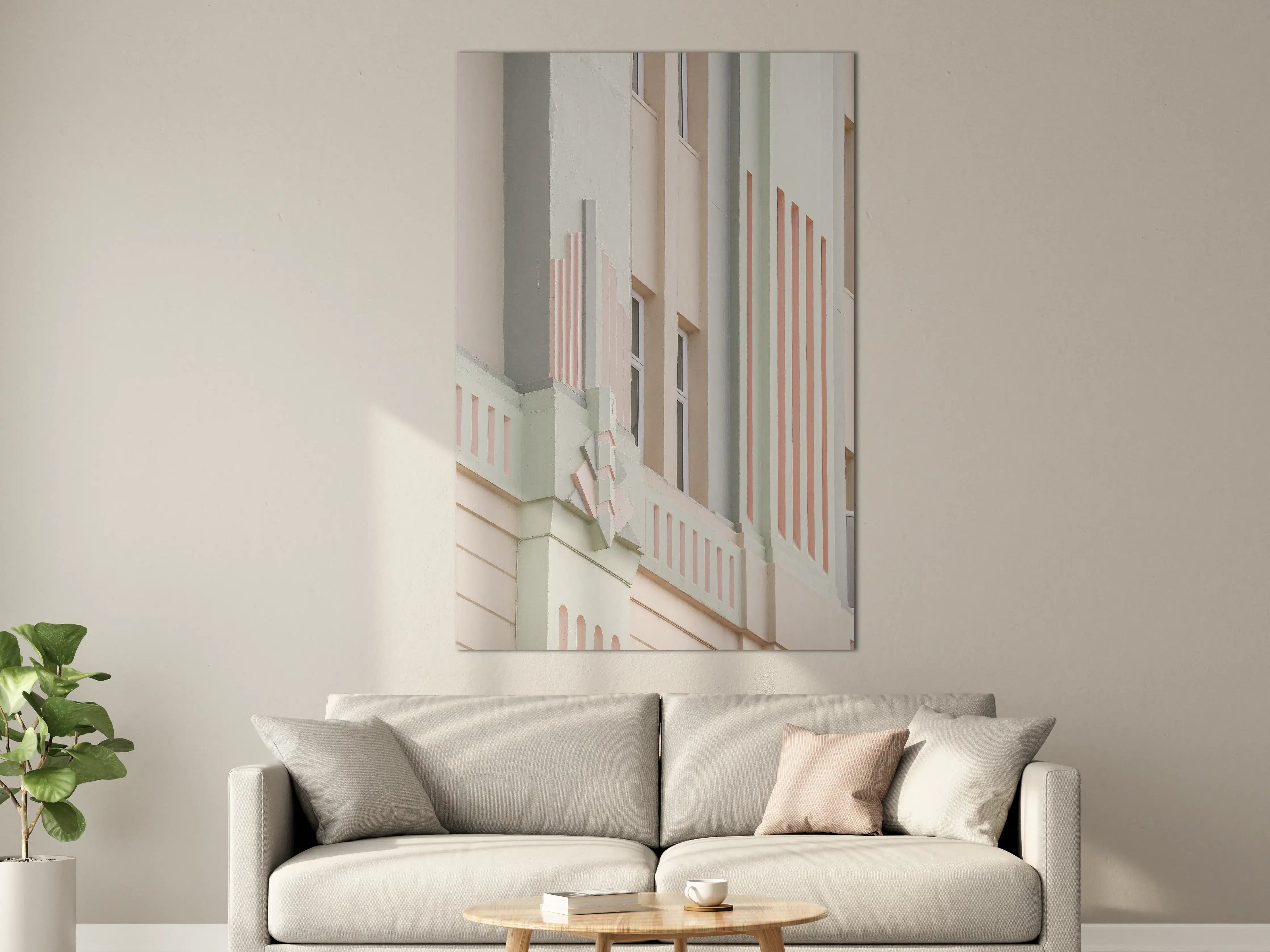Große Wandbilder - Architektonische Fassade mit Pastellfarben