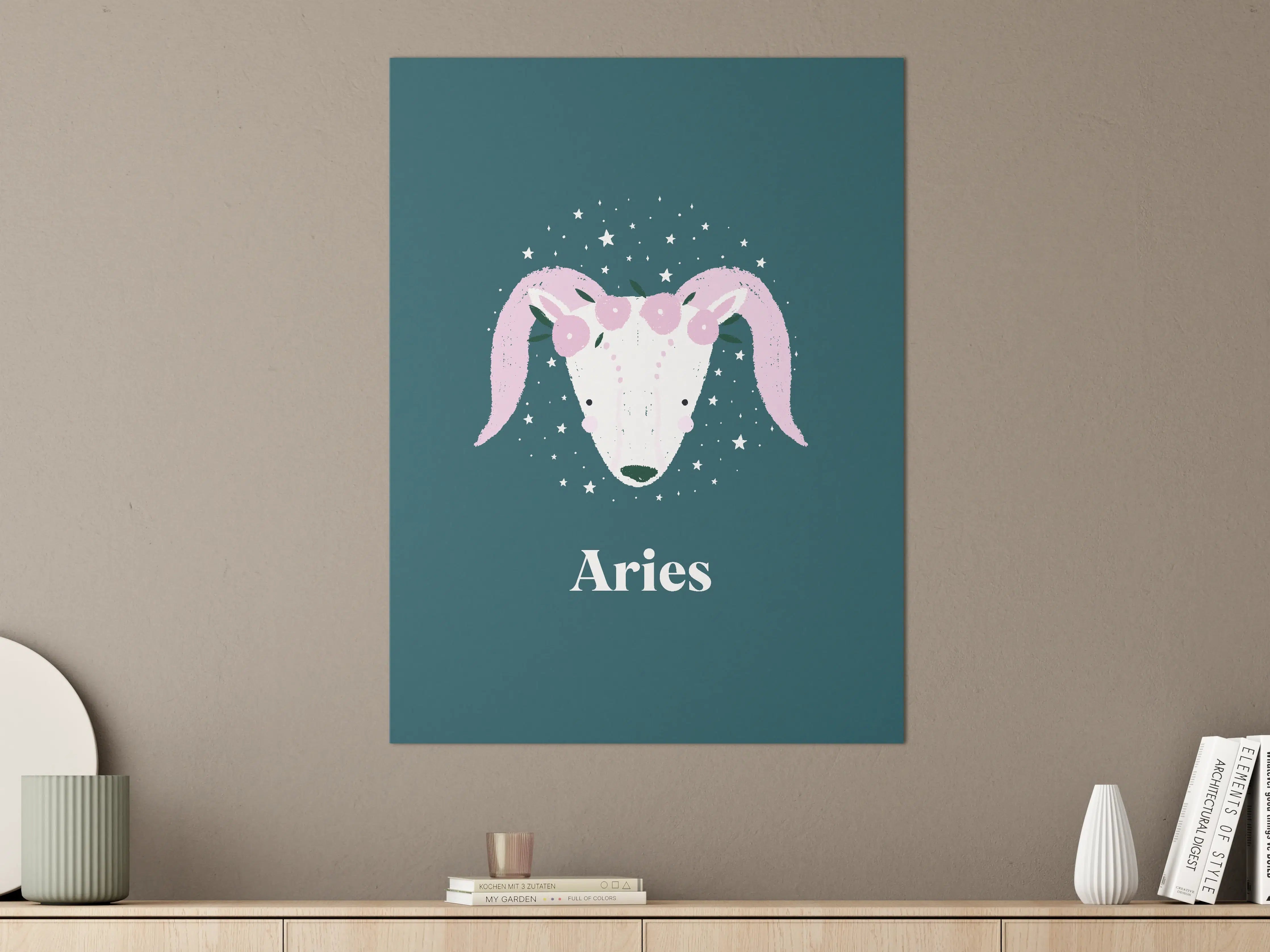Große Wandbilder - Aries Sternbild Teal Poster