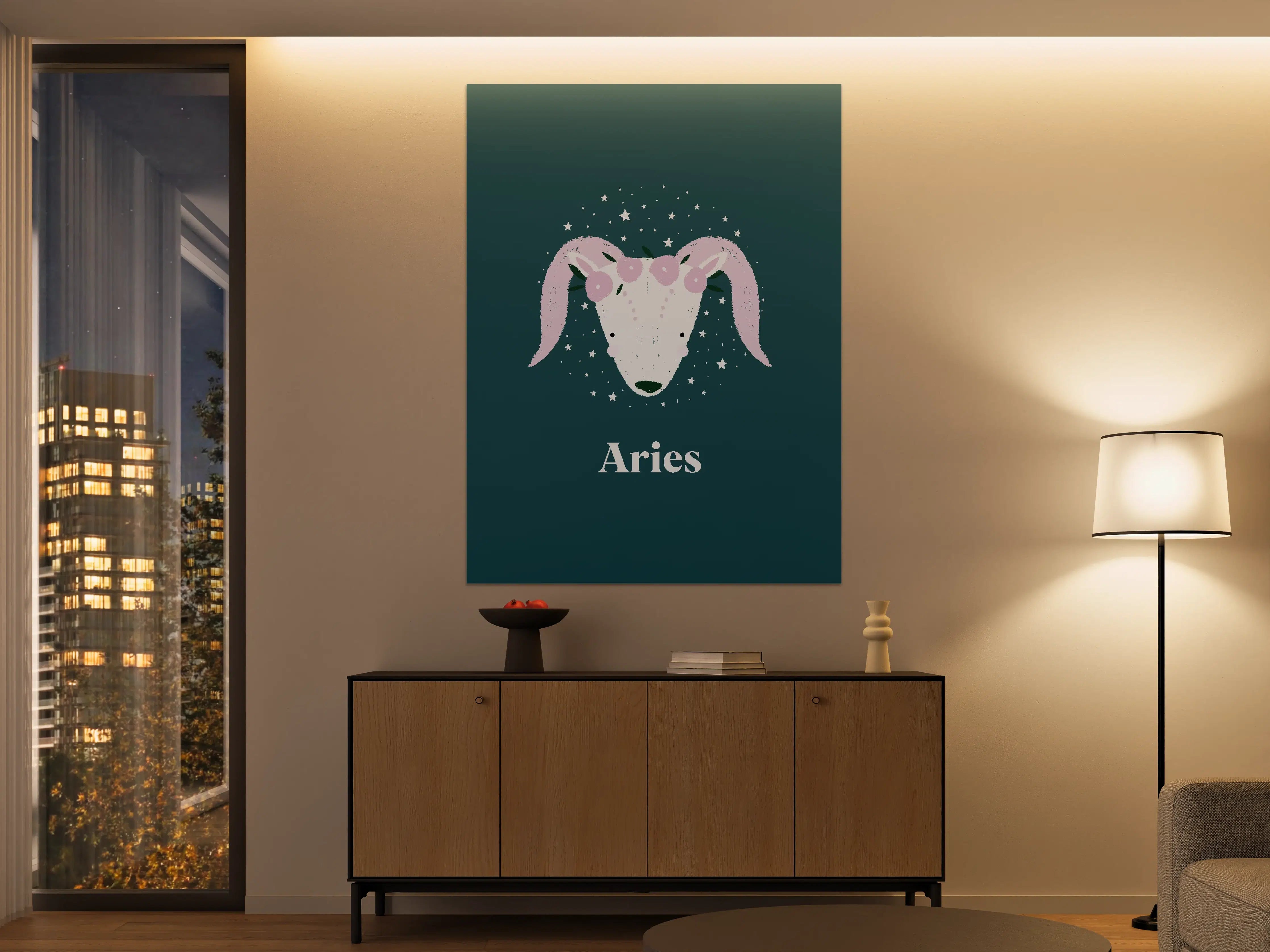 Große Wandbilder - Aries Sternbild Teal Poster