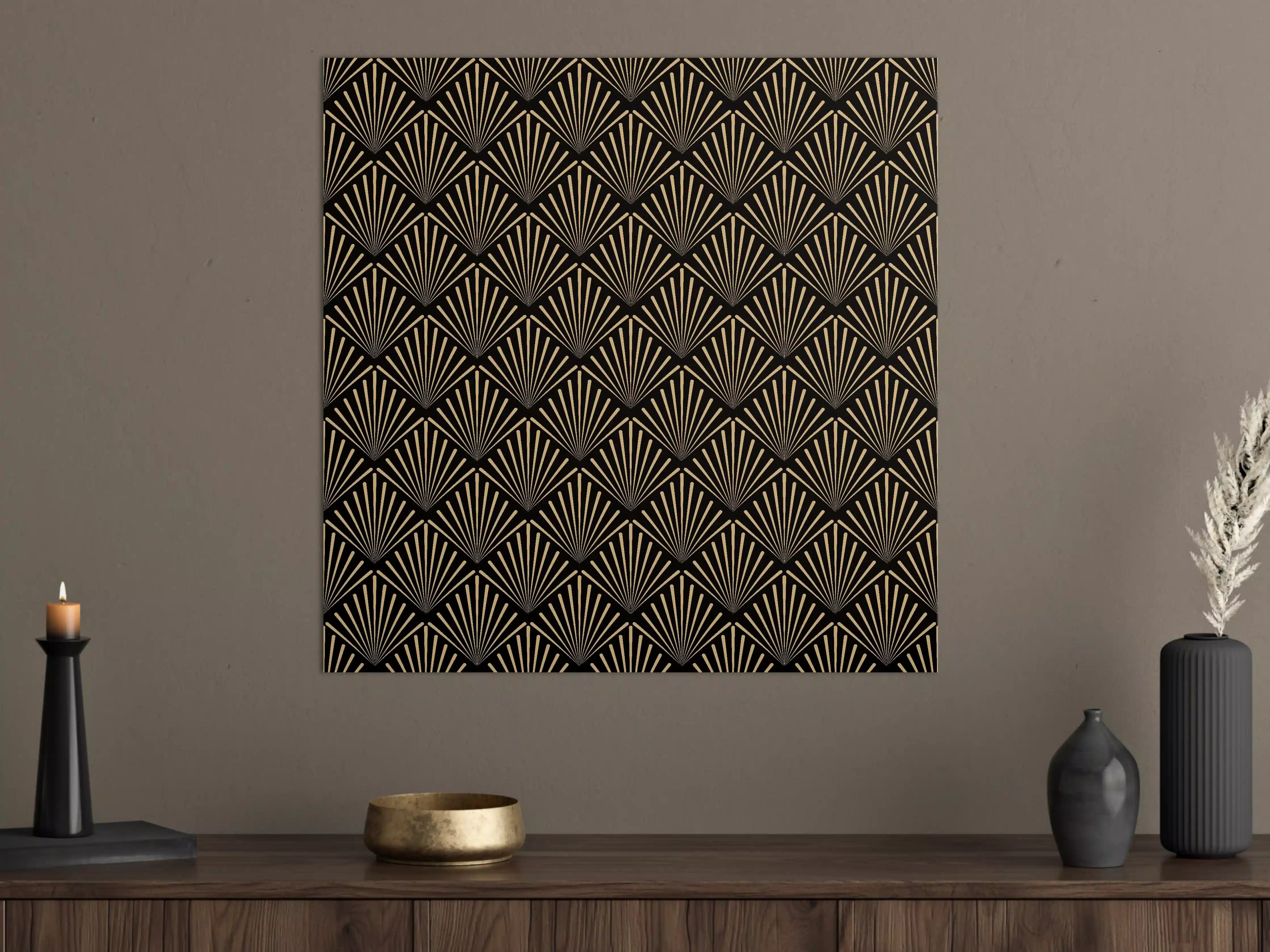 Große Wandbilder - Art-Deco-Muster Gold Schwarz
