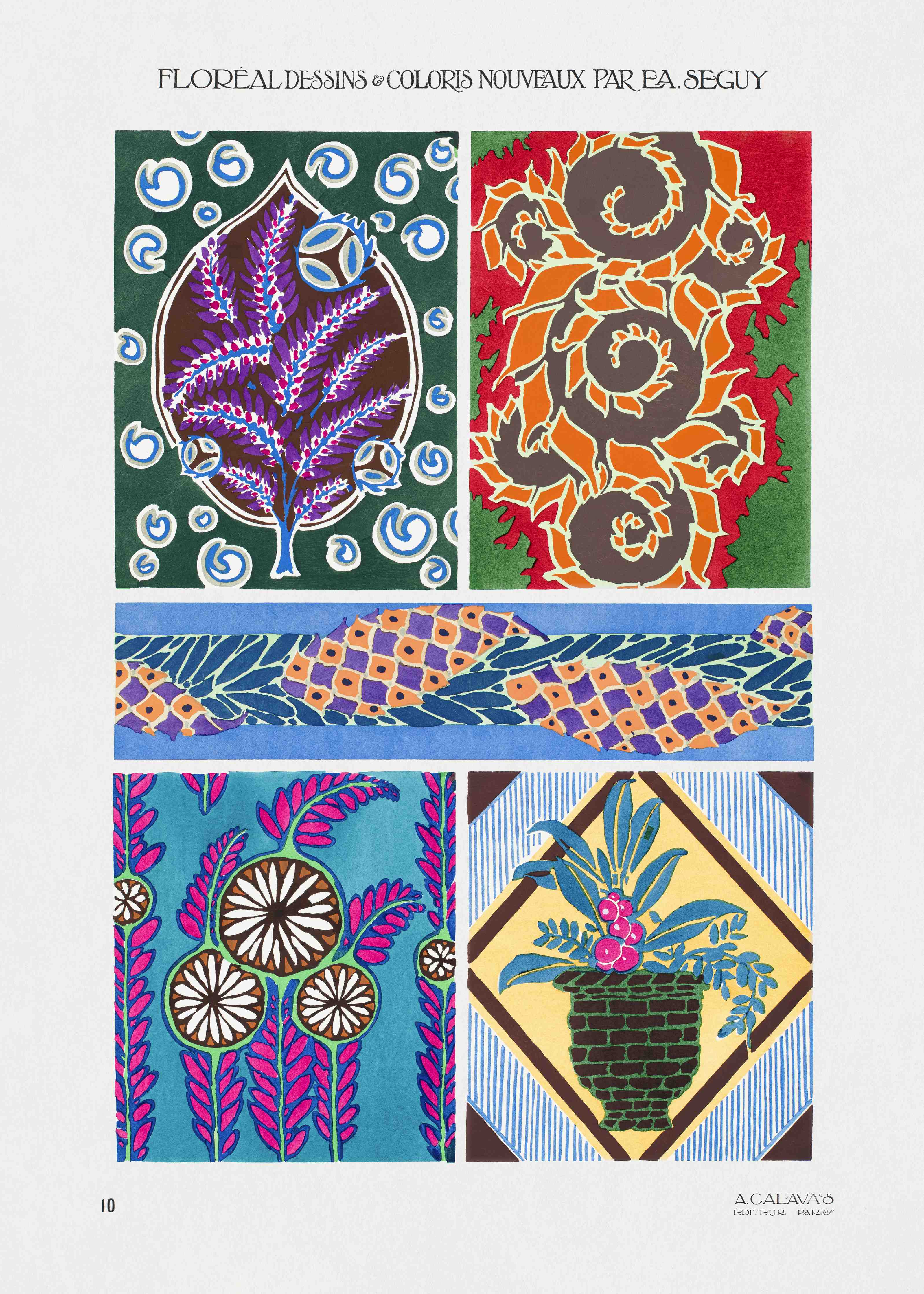 Große Wandbilder-Art Nouveau Blumen-Muster Poster