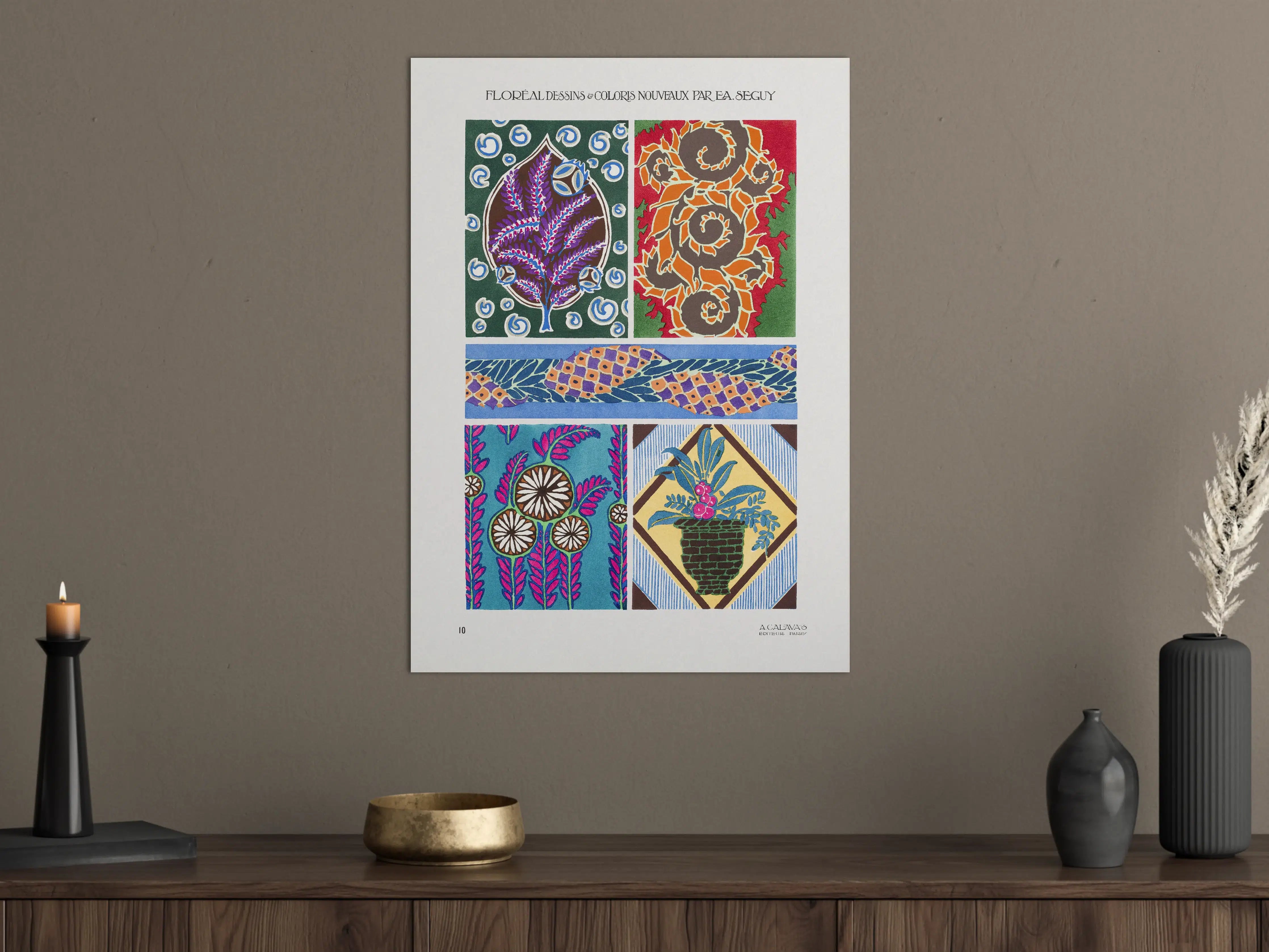 Große Wandbilder - Art Nouveau Blumen-Muster Poster