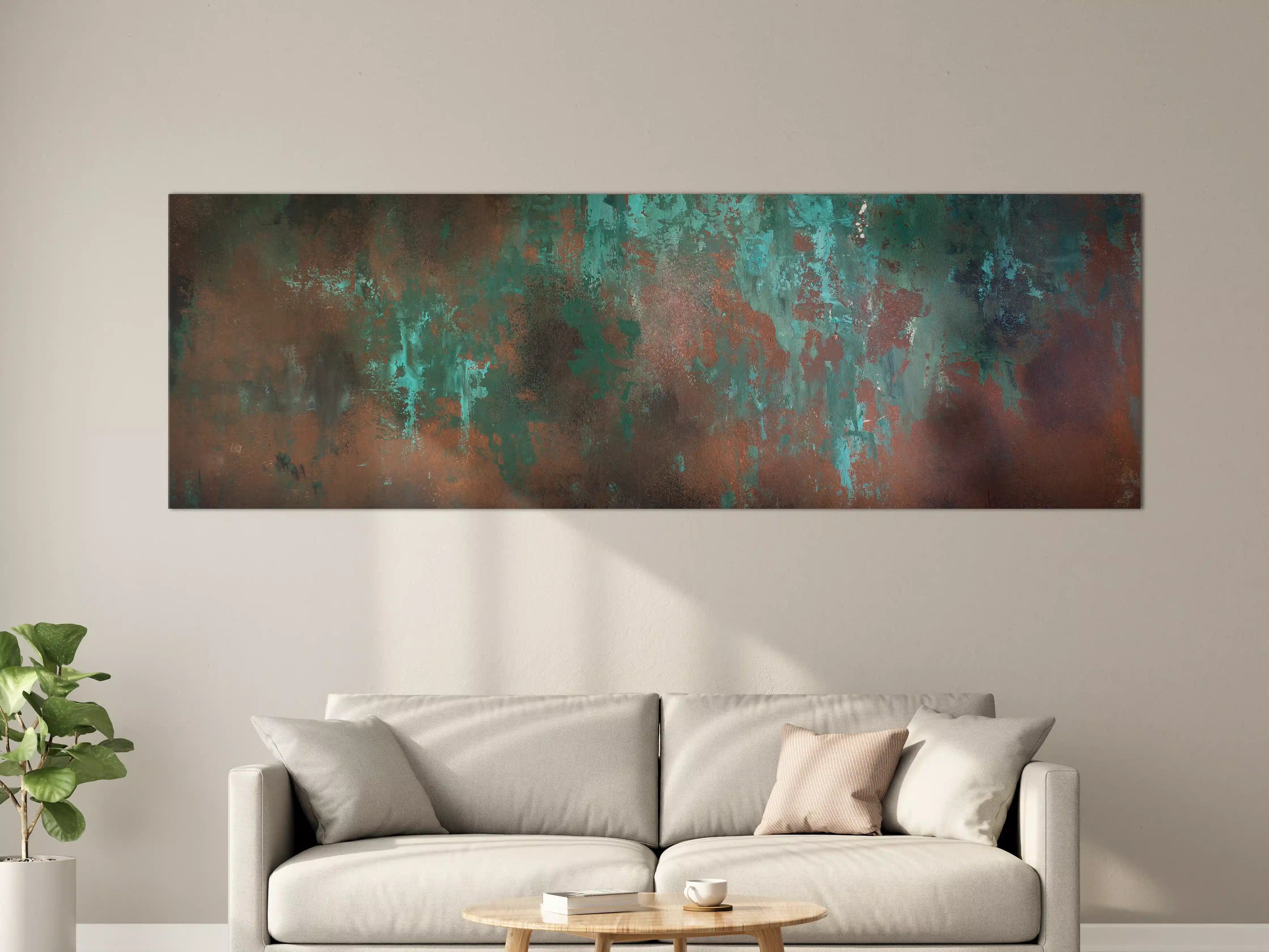 Große Wandbilder - Ästhetische Patina mit Blau- und Braun-Tönen