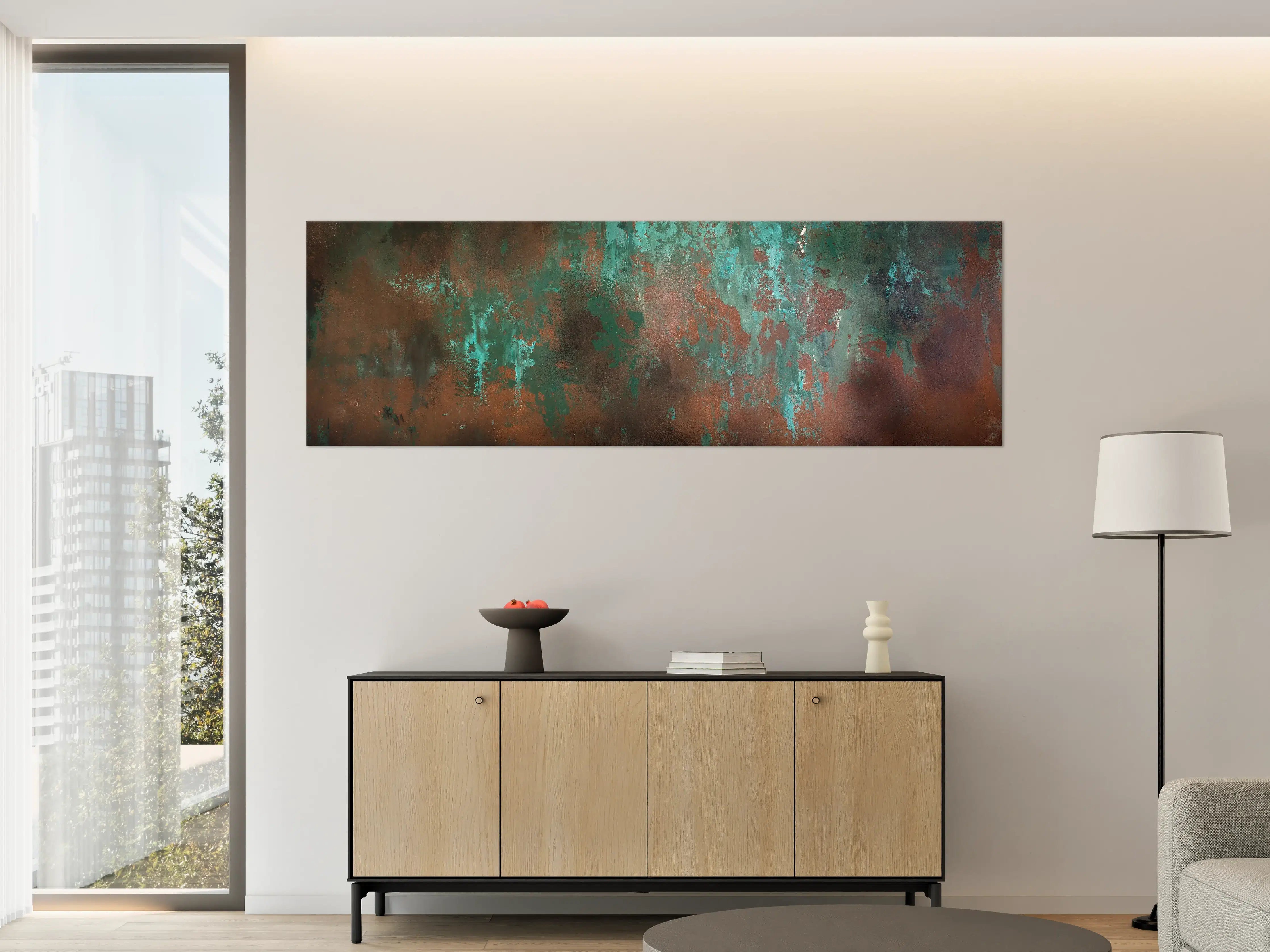 Große Wandbilder - Ästhetische Patina mit Blau- und Braun-Tönen