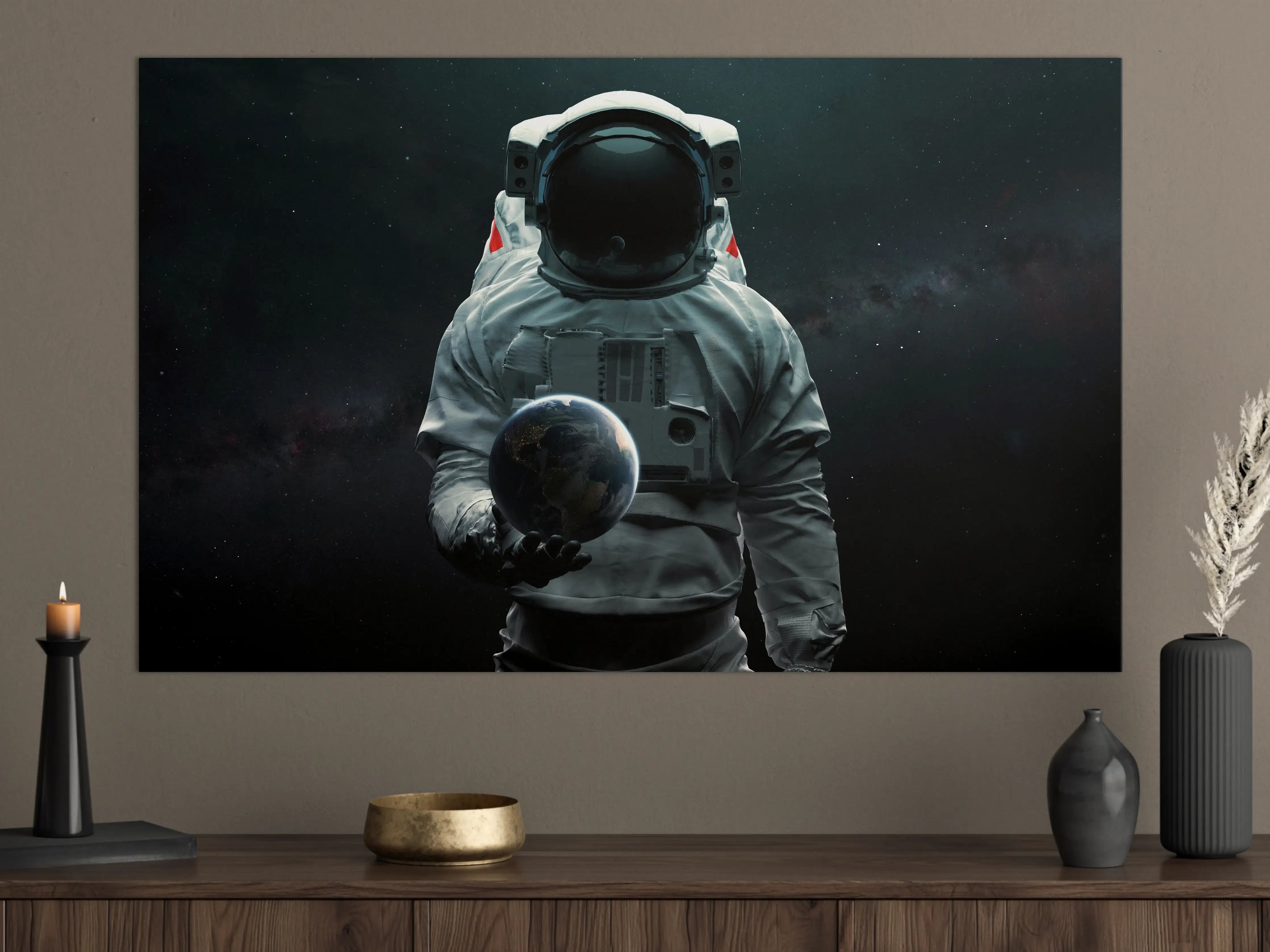 Große Wandbilder - Astronaut mit Erdkugel Kunstwerk