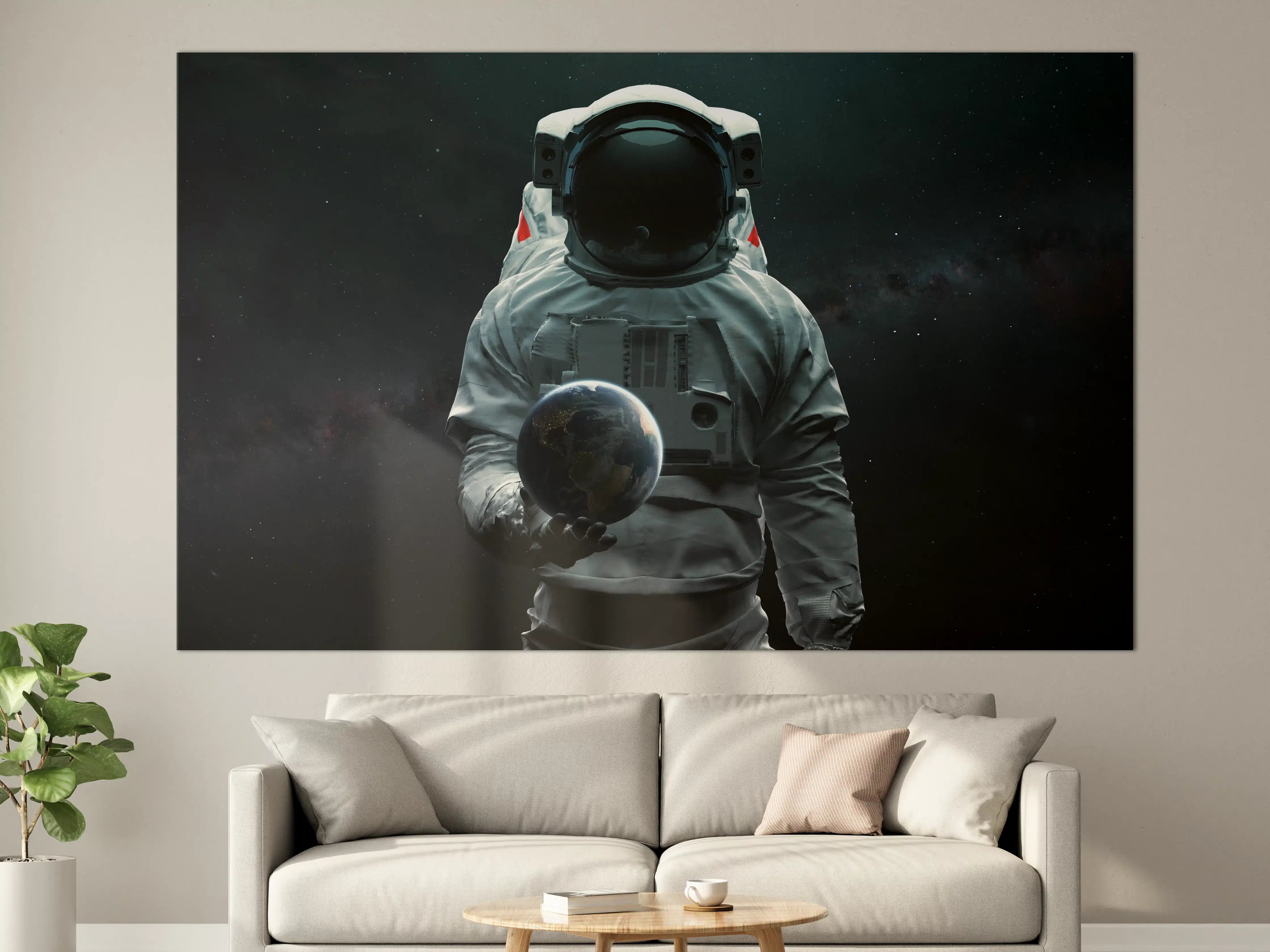 Große Wandbilder - Astronaut mit Erdkugel Kunstwerk