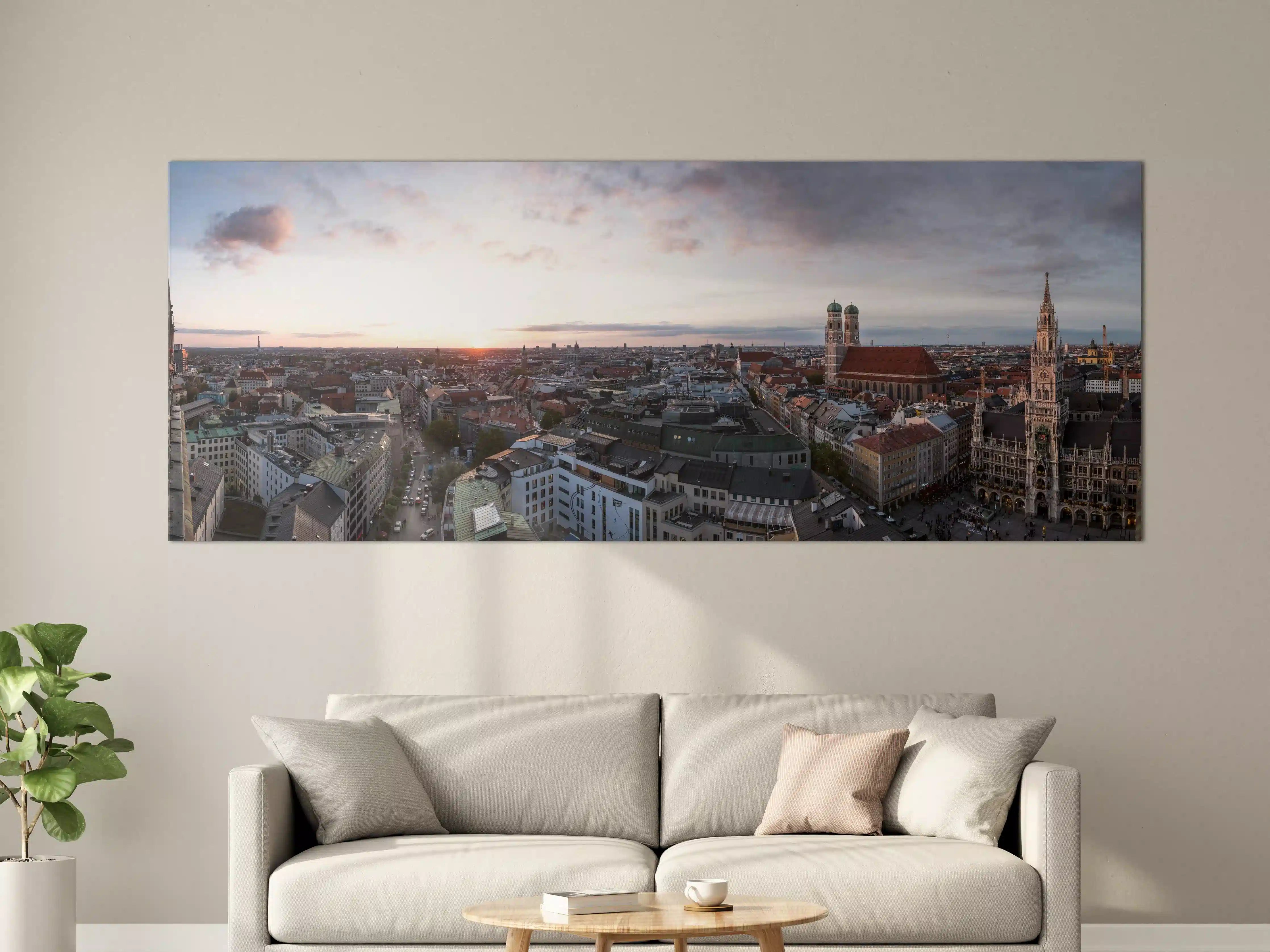 Große Wandbilder - Aussicht über München mit Frauenkirche und Rathaus