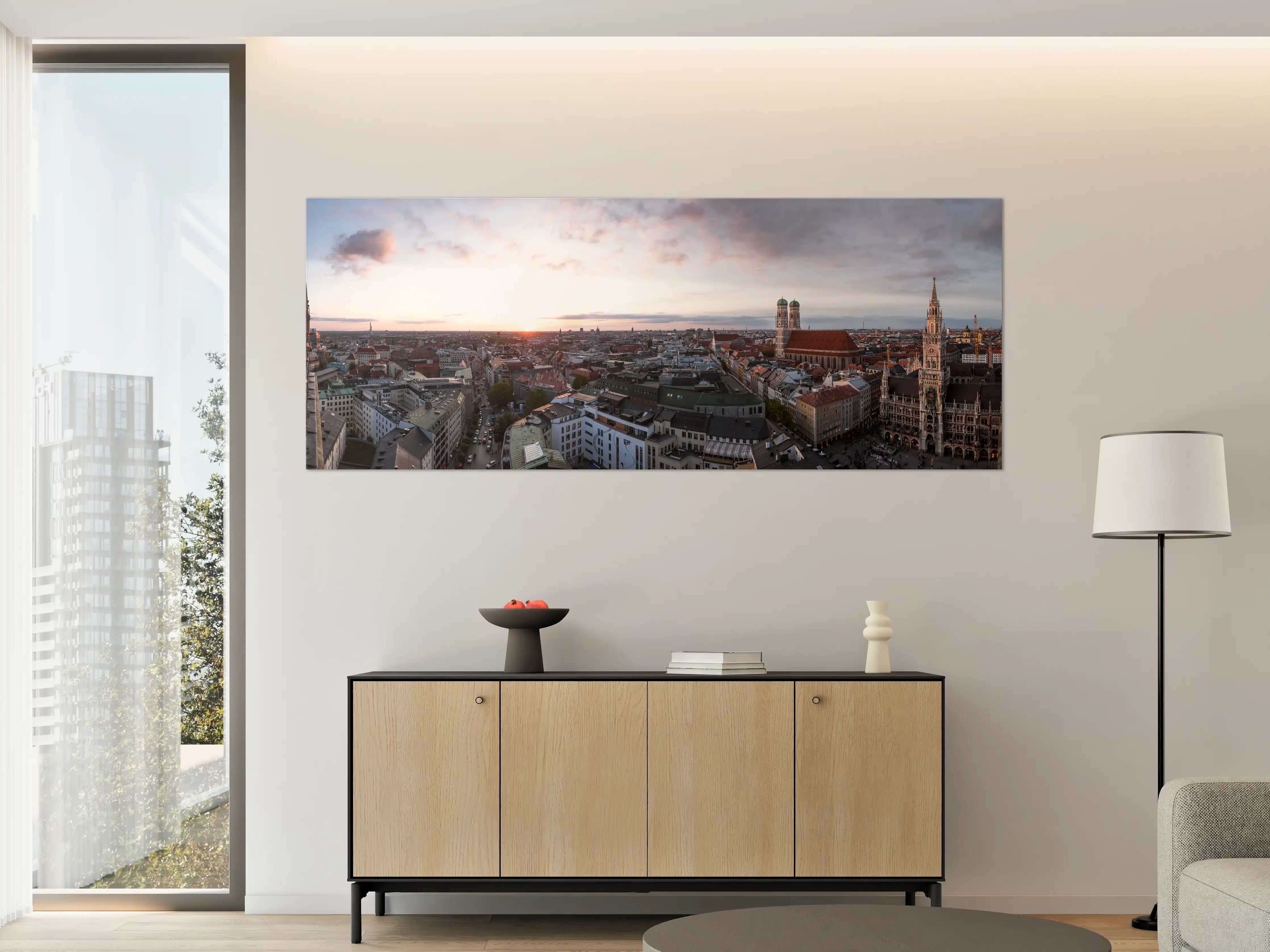 Große Wandbilder - Aussicht über München mit Frauenkirche und Rathaus