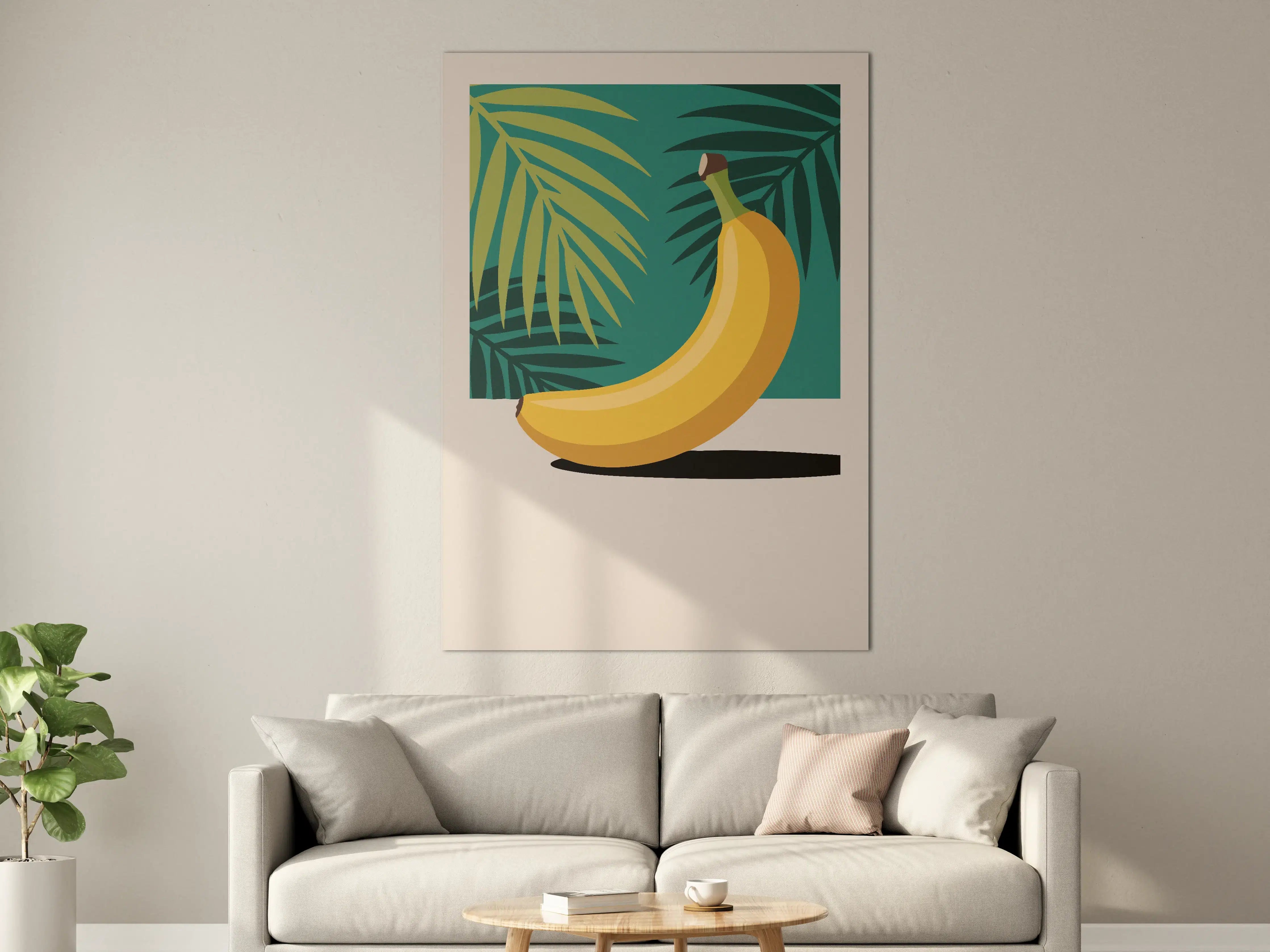 Große Wandbilder - Bananen mit tropischem Blattdesign