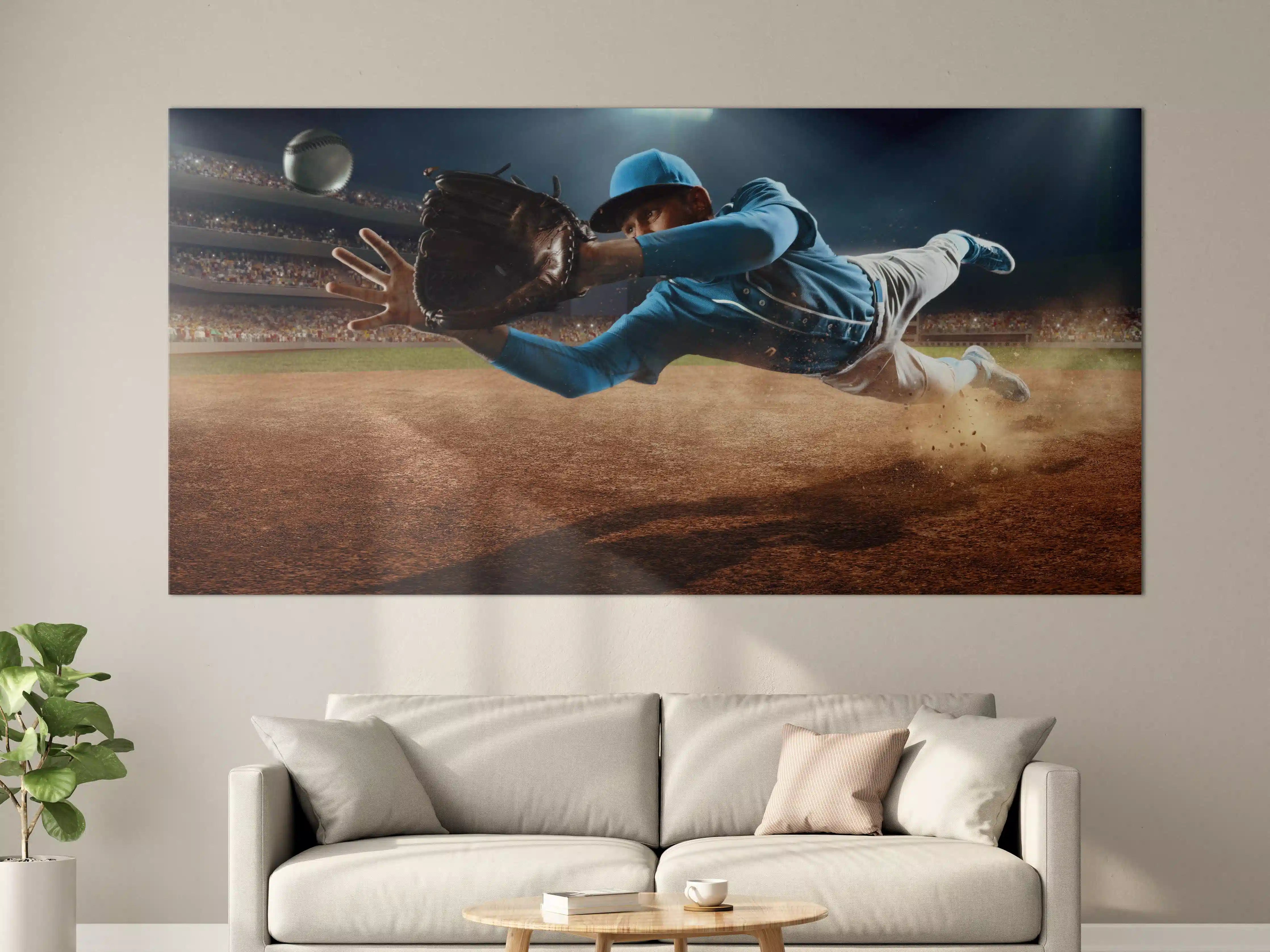 Große Wandbilder - Baseballer fängt den Ball