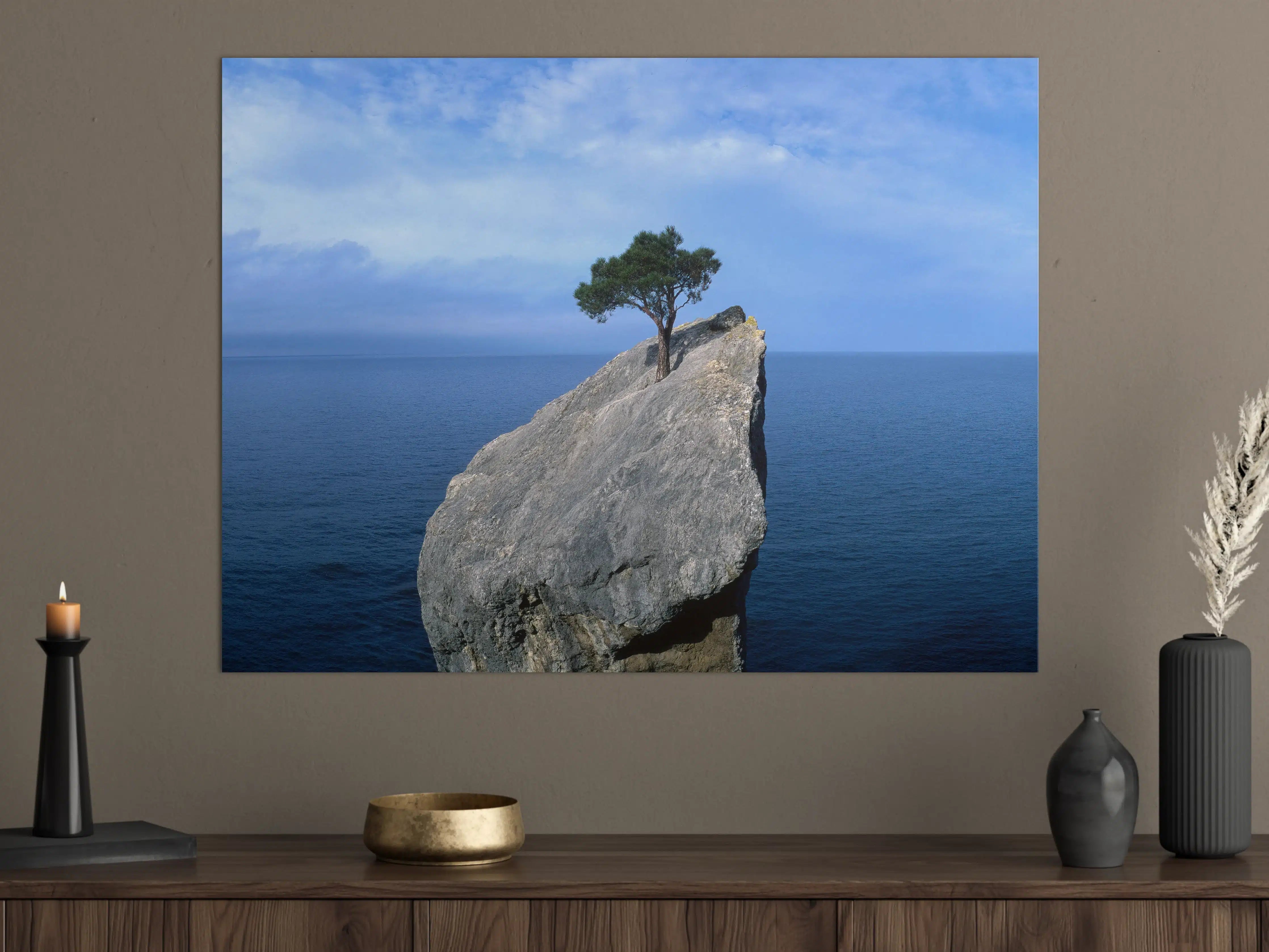 Große Wandbilder - Baum auf Fels mitten im Ozean