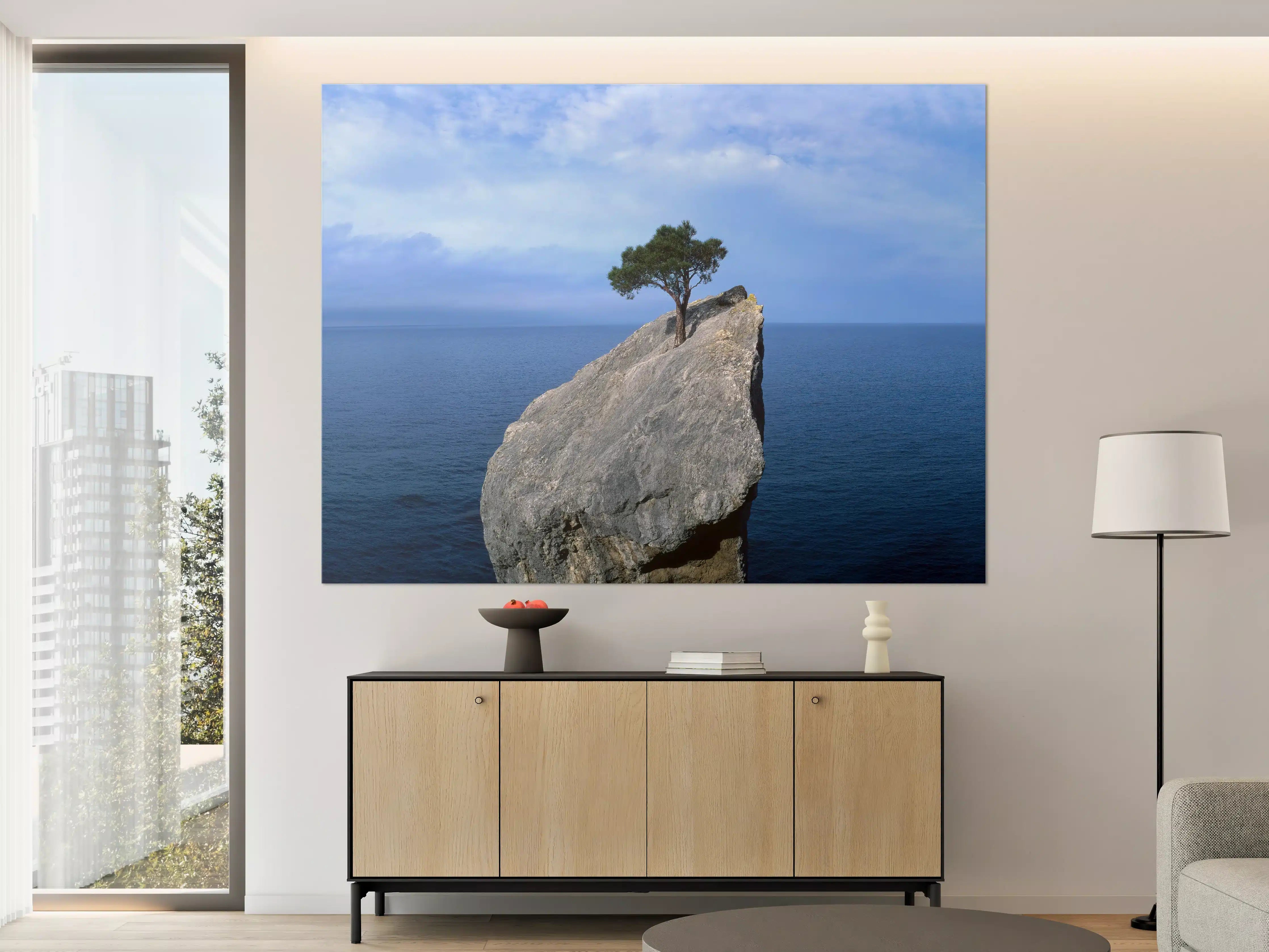 Große Wandbilder - Baum auf Fels mitten im Ozean