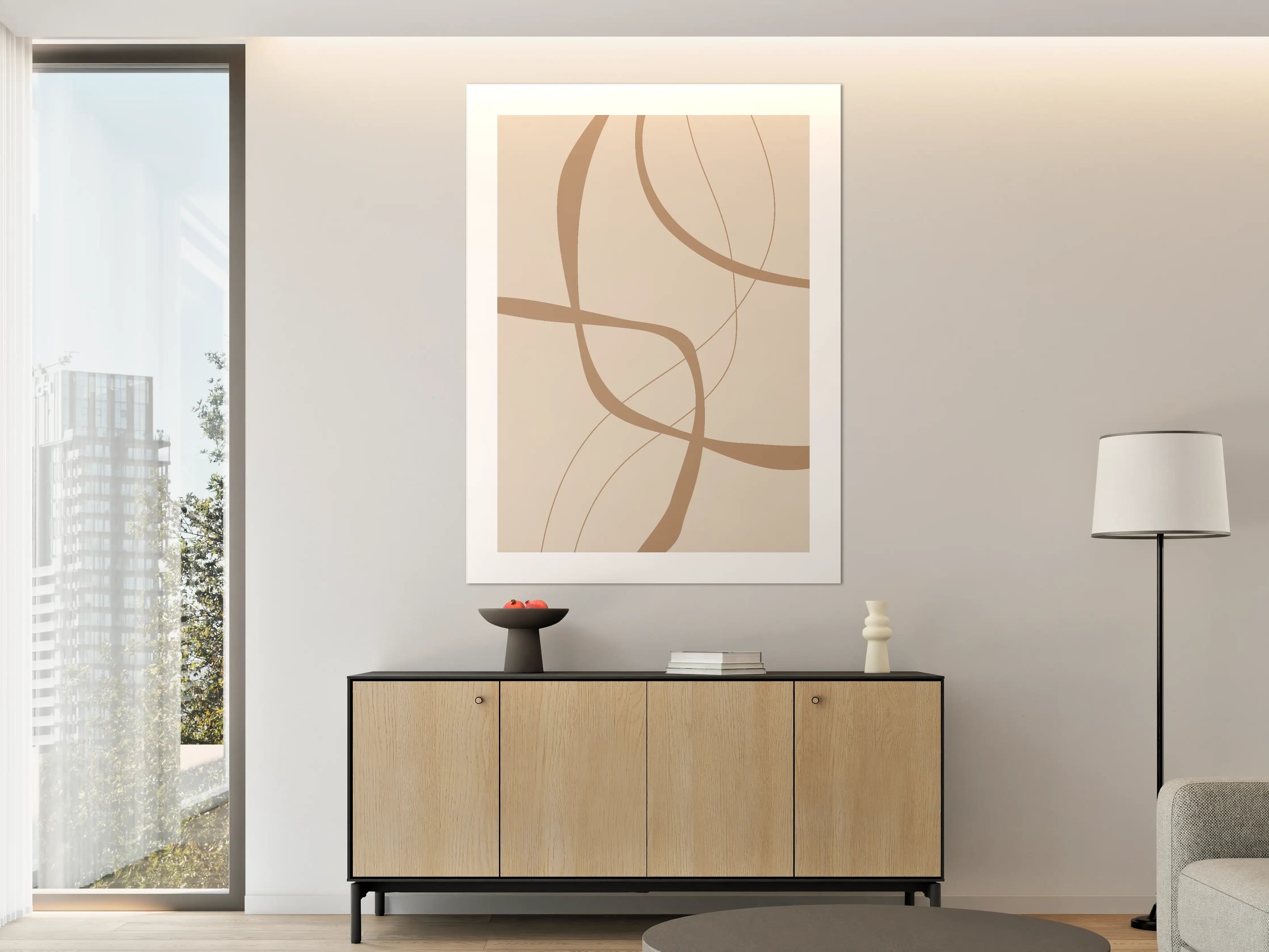 Große Wandbilder - Beige- und Braun-Töne mit organischen Linien