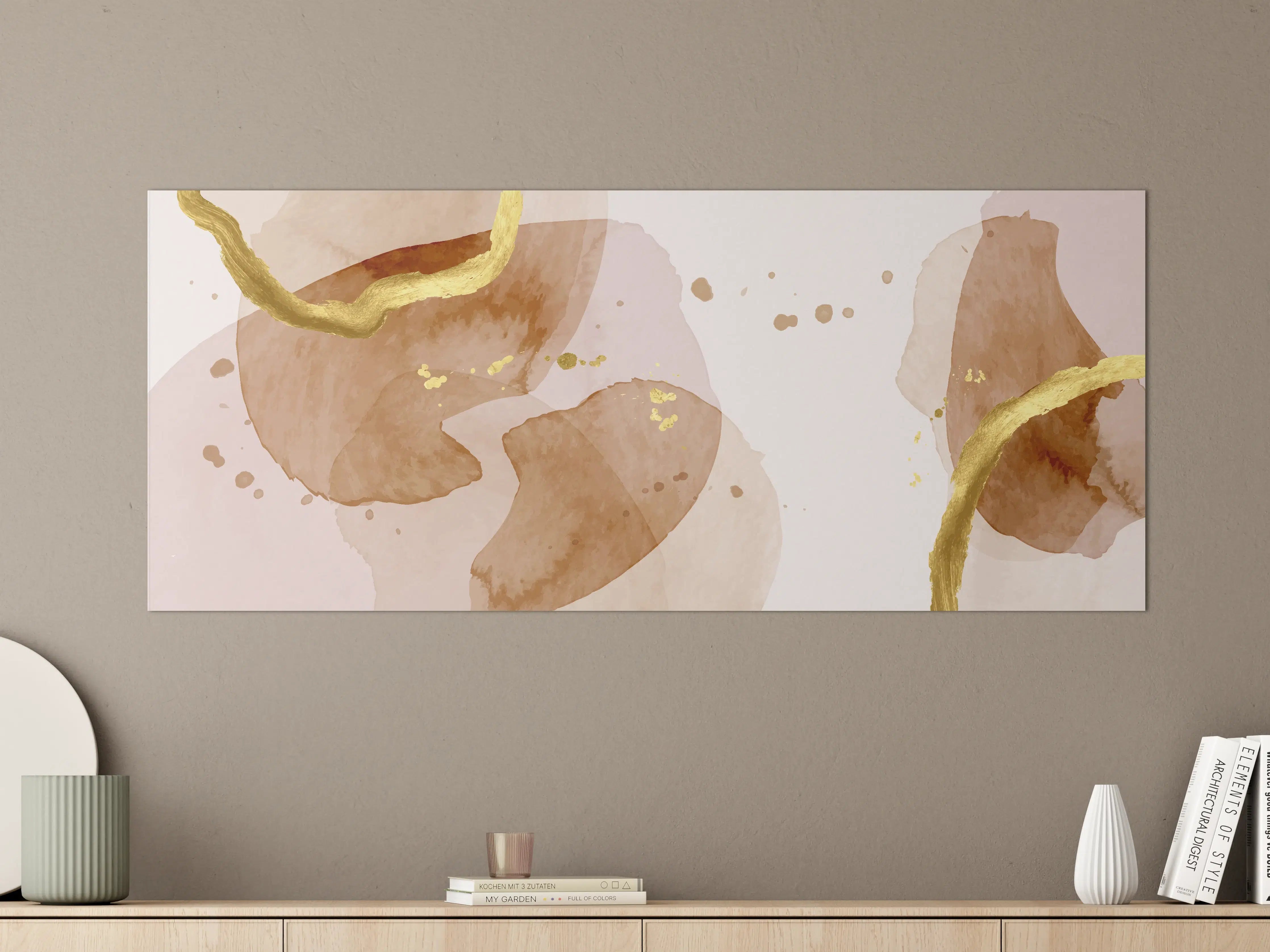 Große Wandbilder - Beige Aquarell Kunst