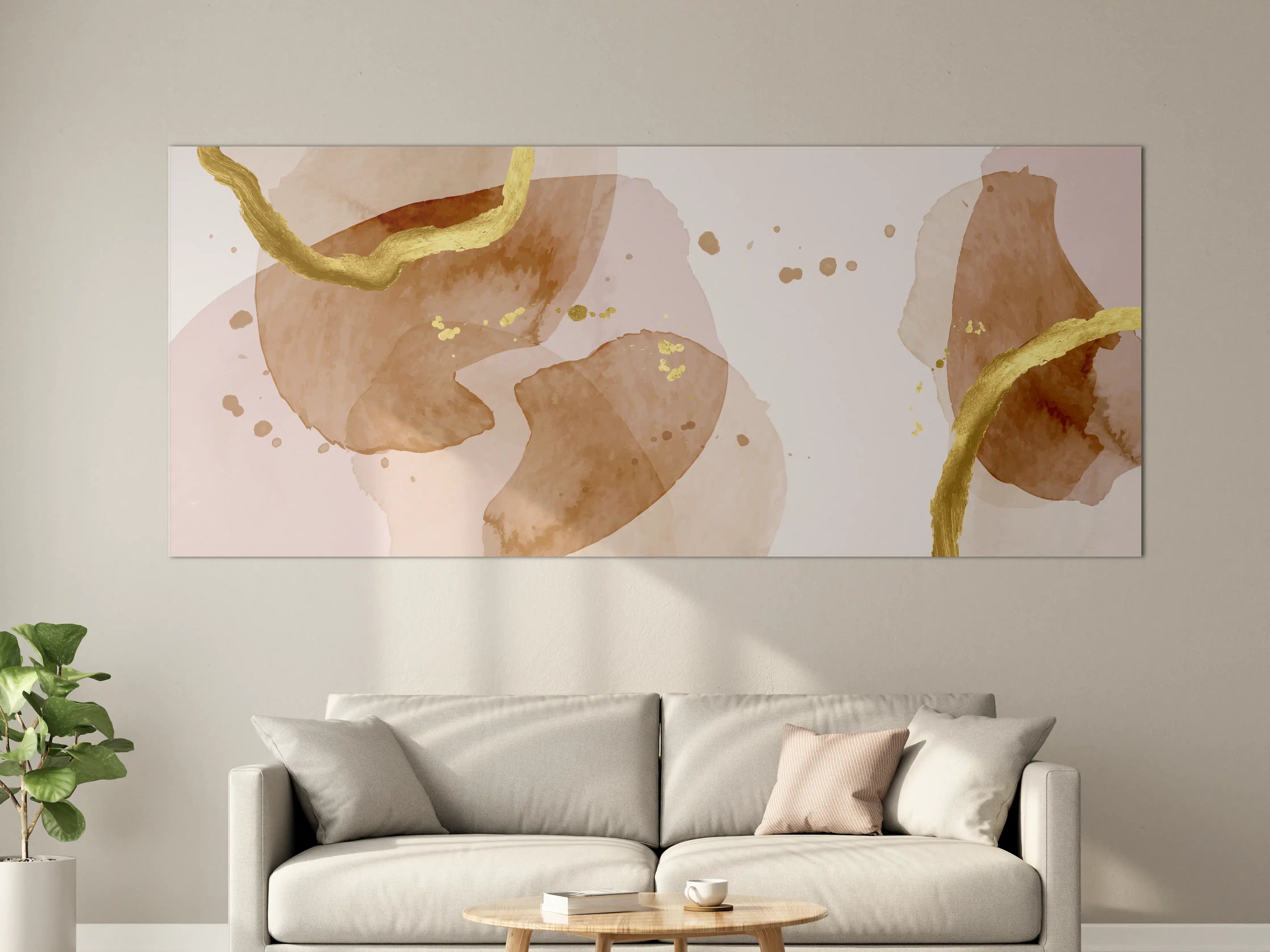 Große Wandbilder - Beige Aquarell Kunst