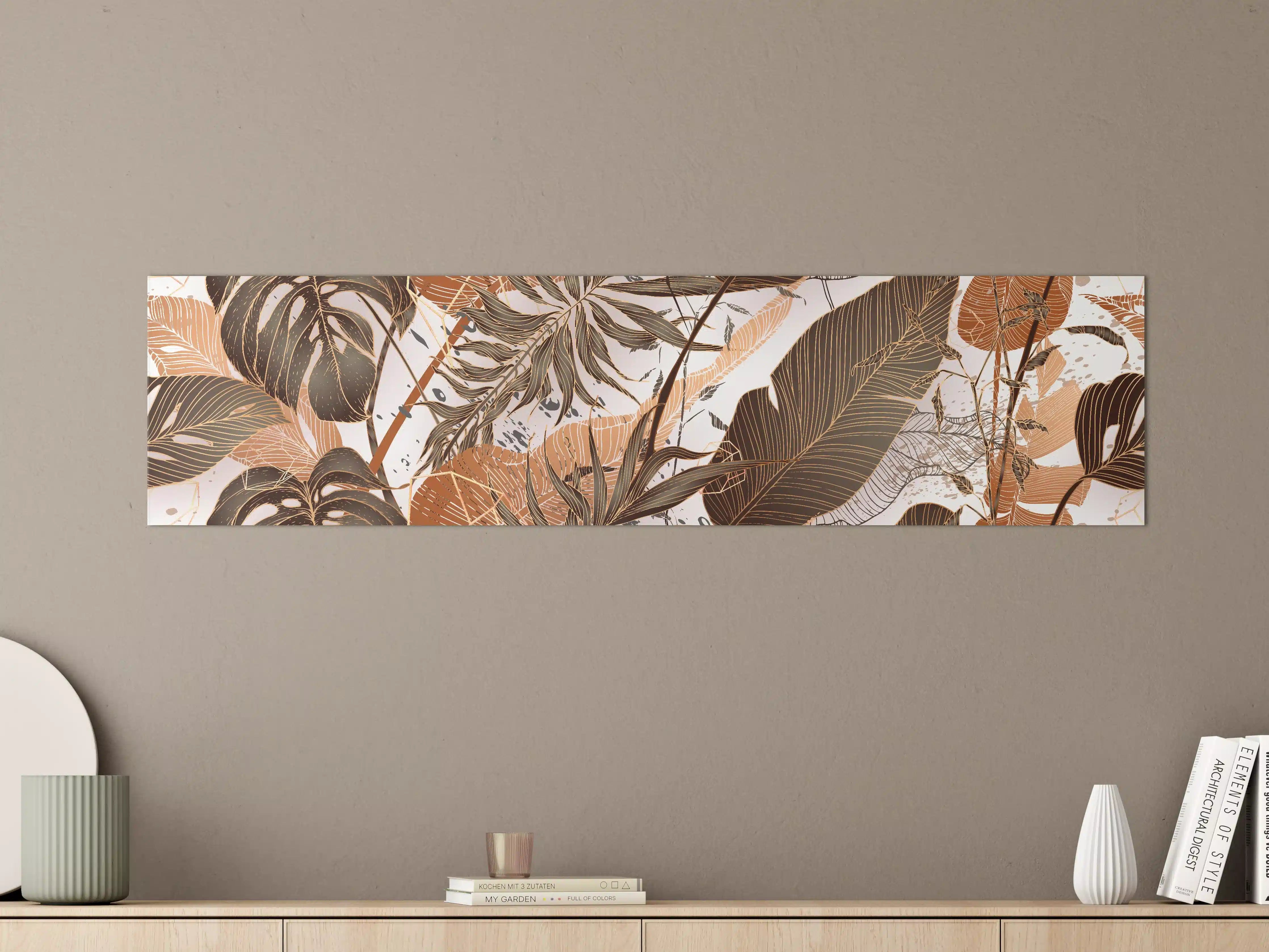 Große Wandbilder - Beige Blattmuster Tapete