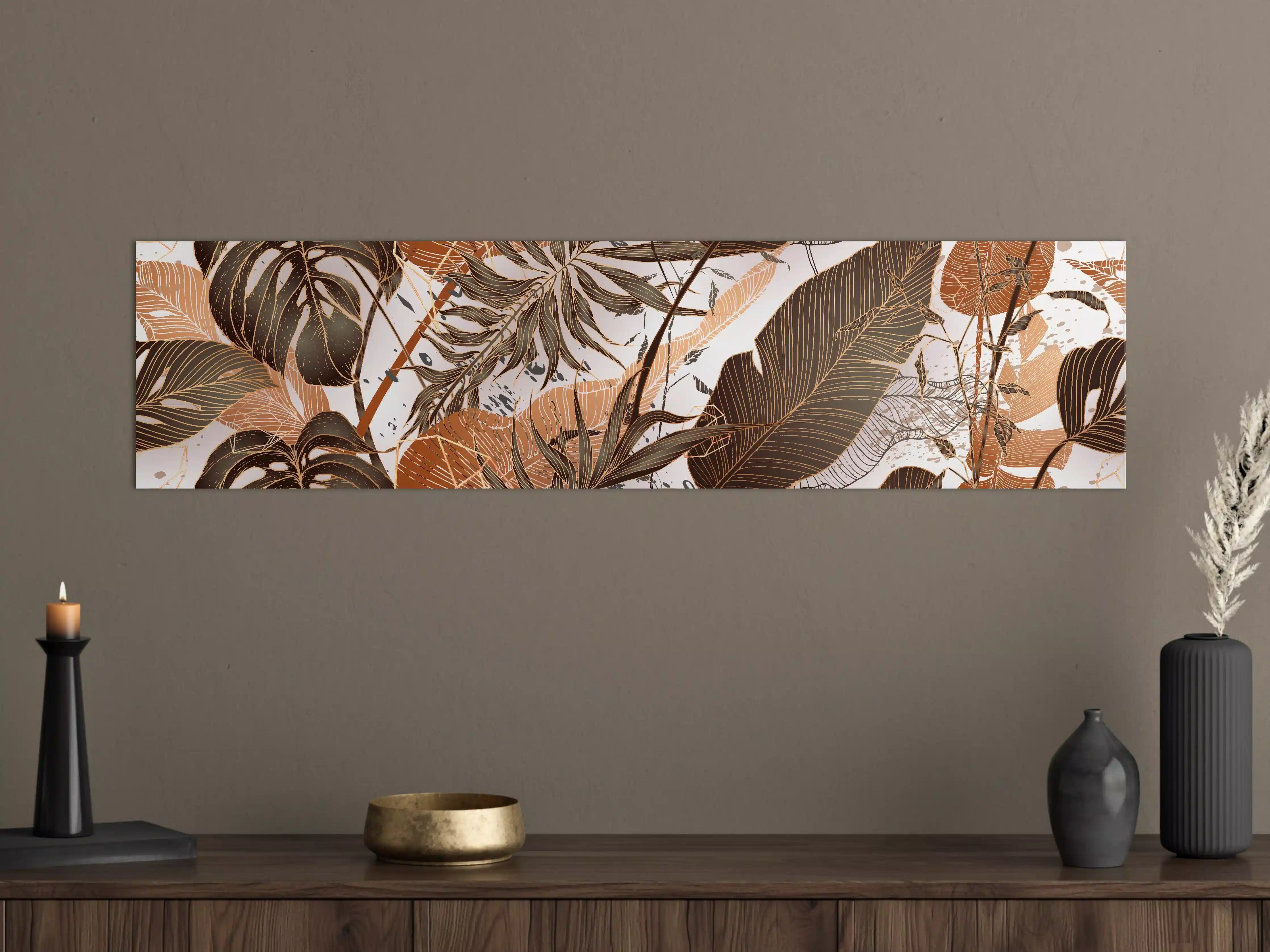 Große Wandbilder - Beige Blattmuster Tapete
