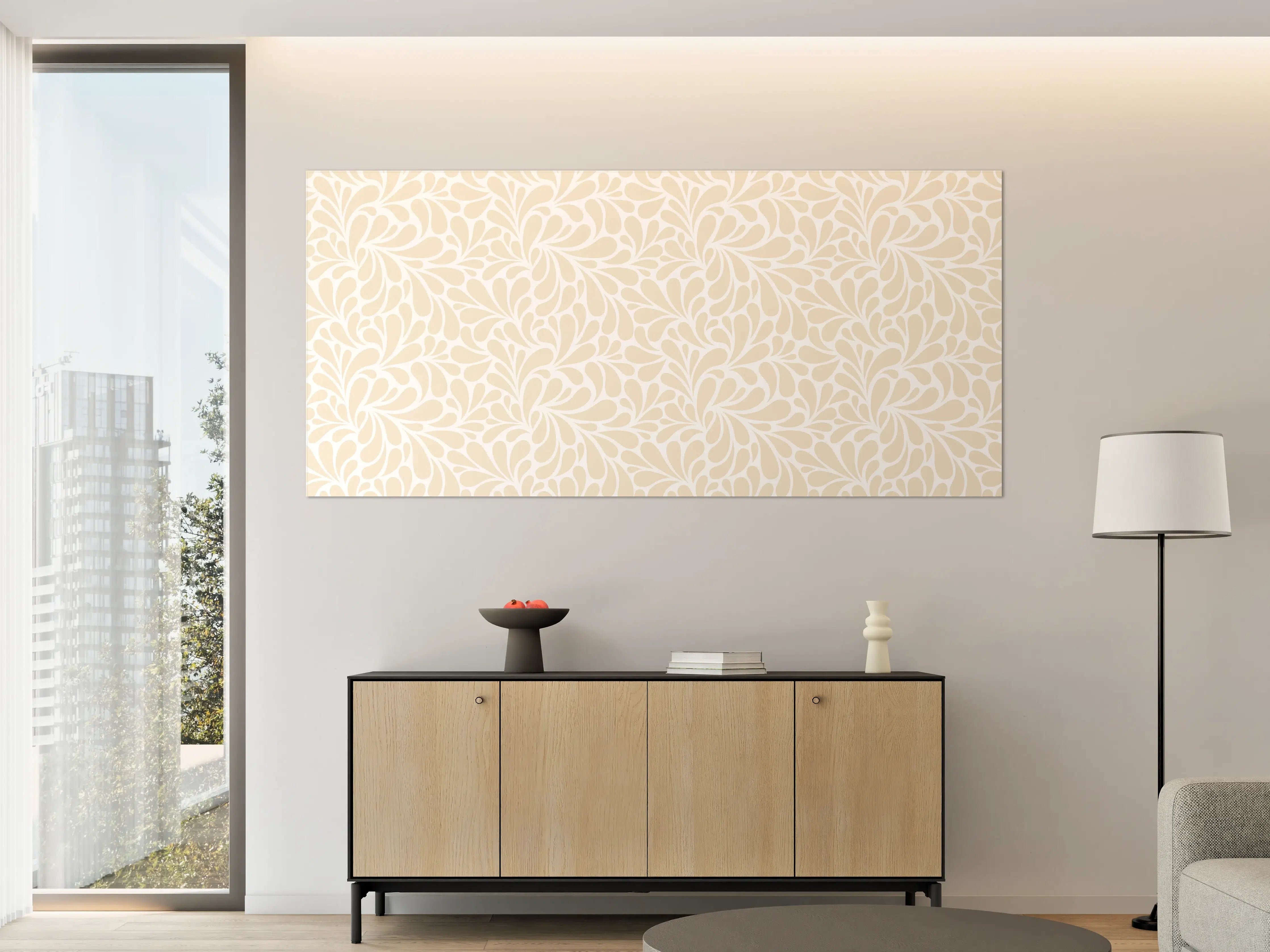 Große Wandbilder - Beige-Blumenmuster mit eleganter Note