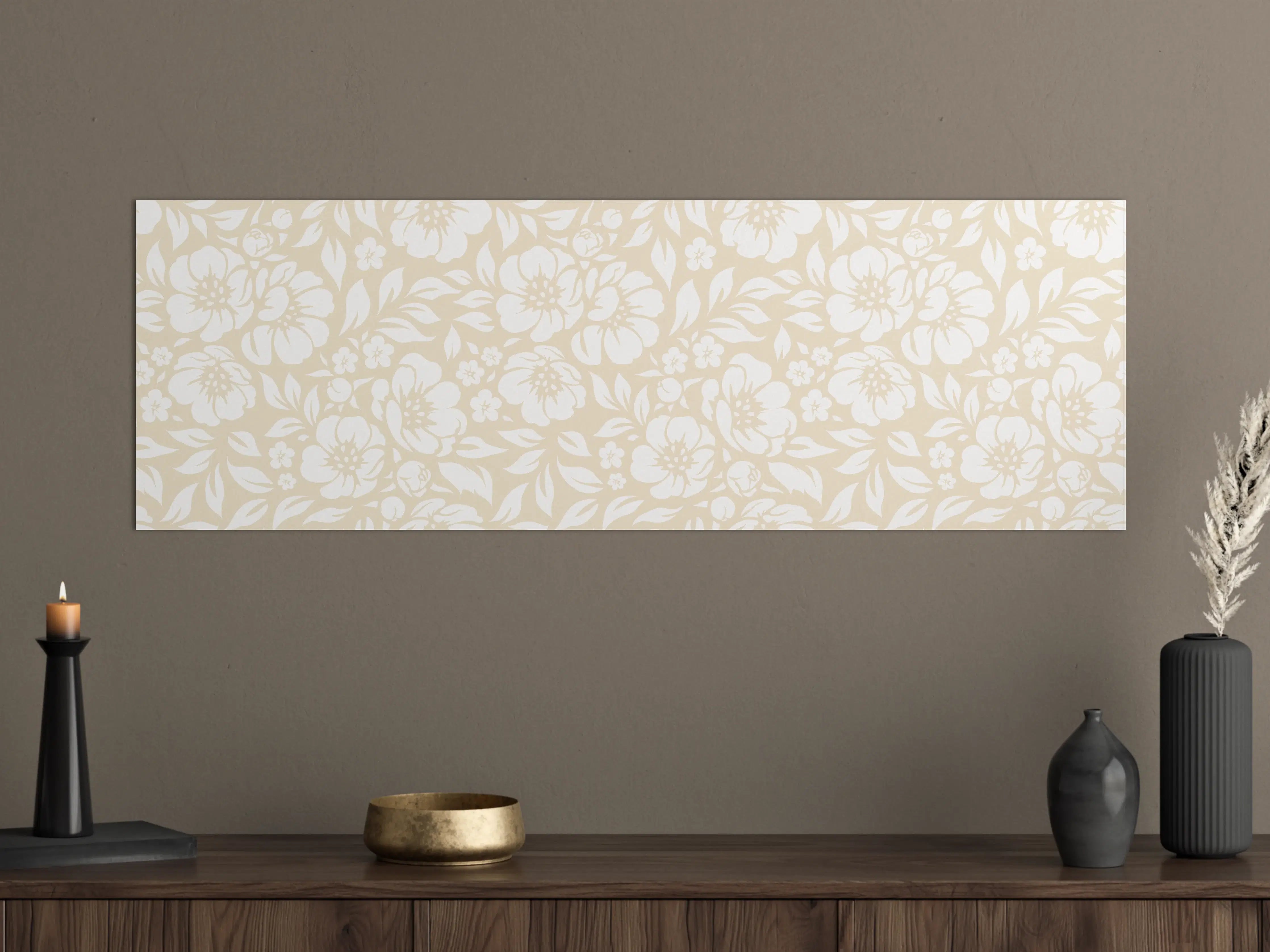 Große Wandbilder - Beige Blumenmuster mit floralem Design