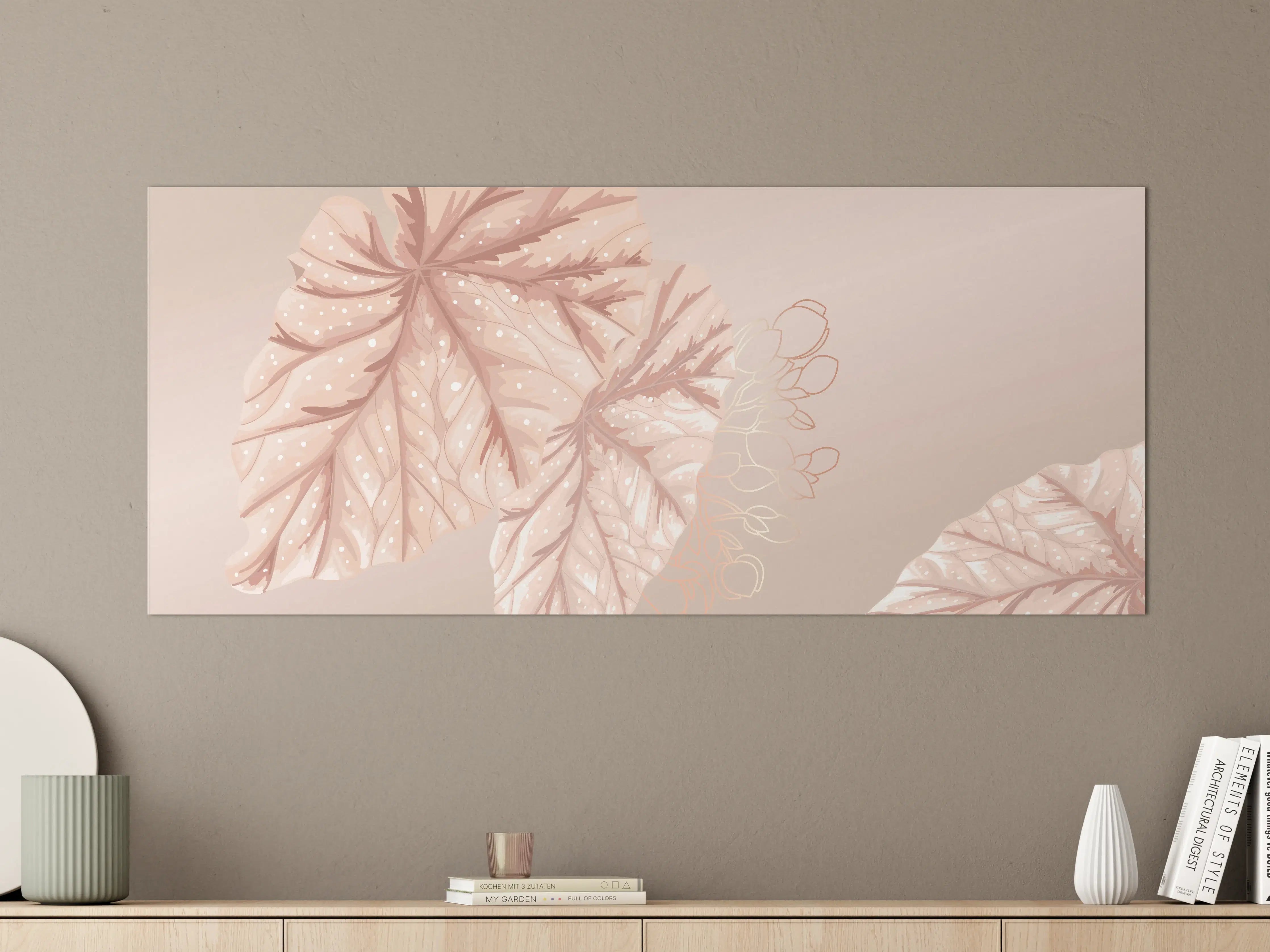 Große Wandbilder - Beige Design Blattmuster