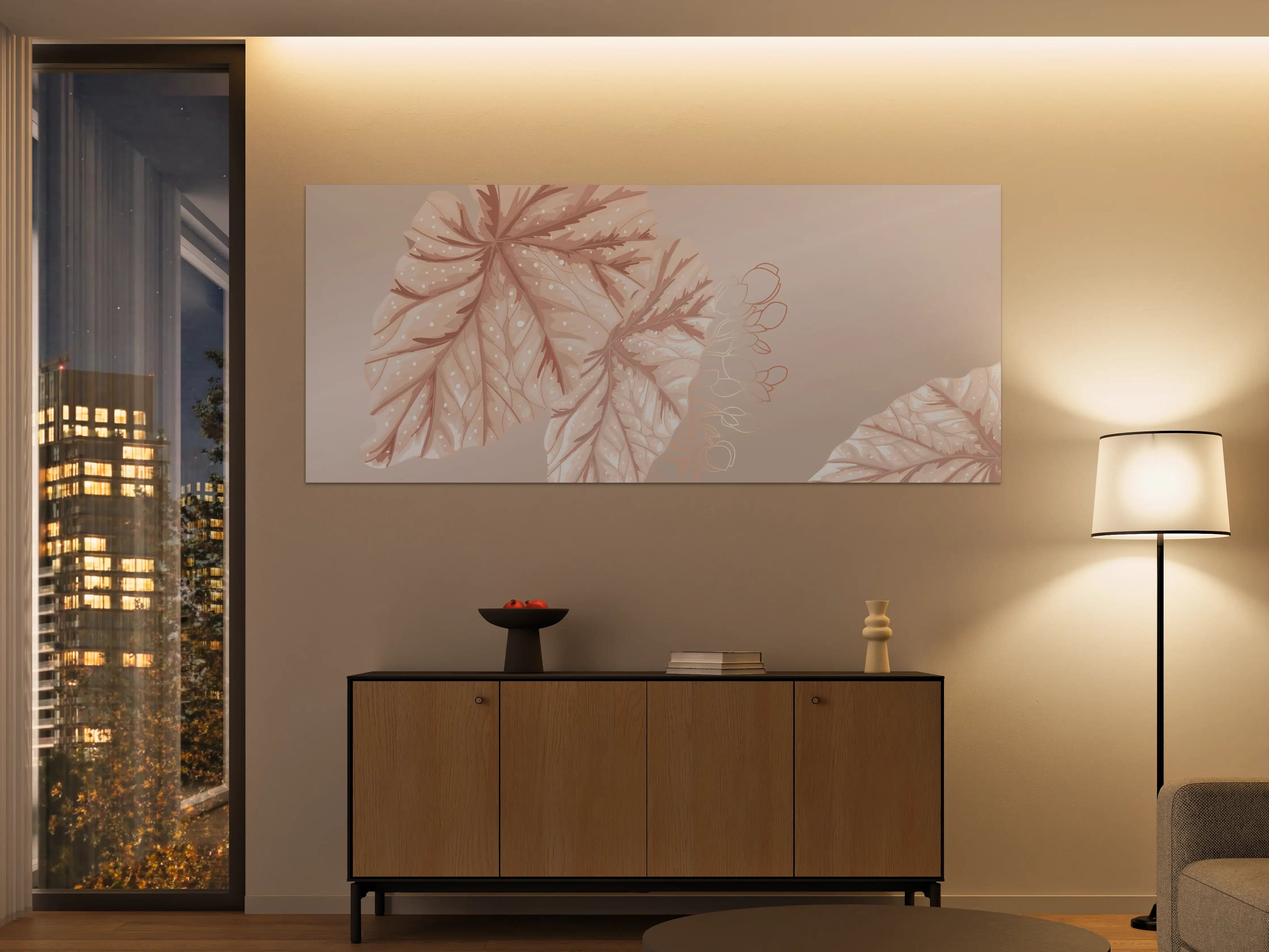 Große Wandbilder - Beige Design Blattmuster